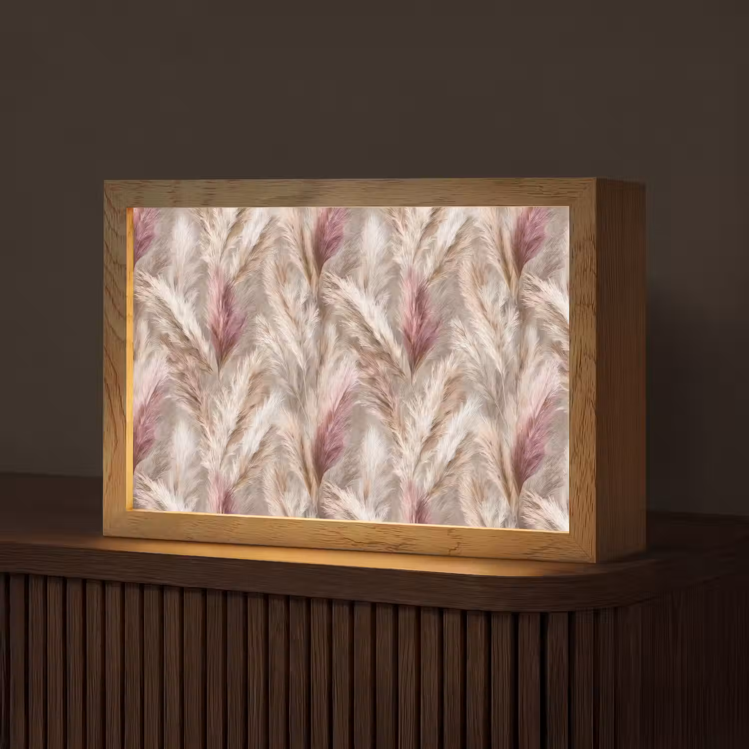 Pampasgras - Pluizig - Kleurrijk Light Box met kabel (Tafellamp) klein 924 -z3d_website