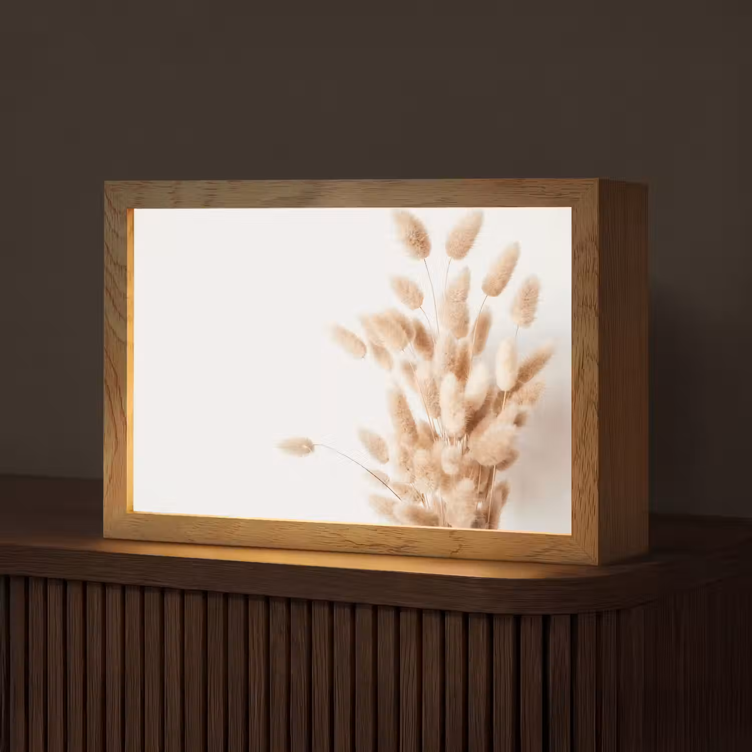 Pampasgras - Pluim - Wit - Beige Light Box met kabel (Tafellamp) klein -z3d_website