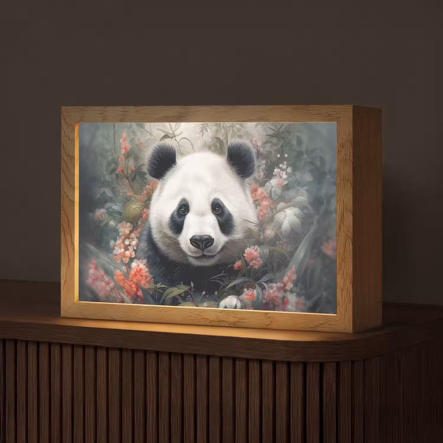 Panda - Wilde dieren - Bloemen - Natuur Light Box met kabel (Tafellamp) klein -z3d_website