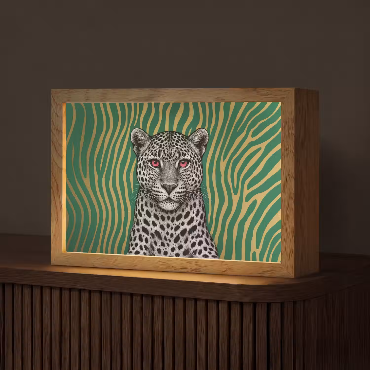 Panter - Zebrapatroon - Groen Light Box met kabel (Tafellamp) klein -z3d_website
