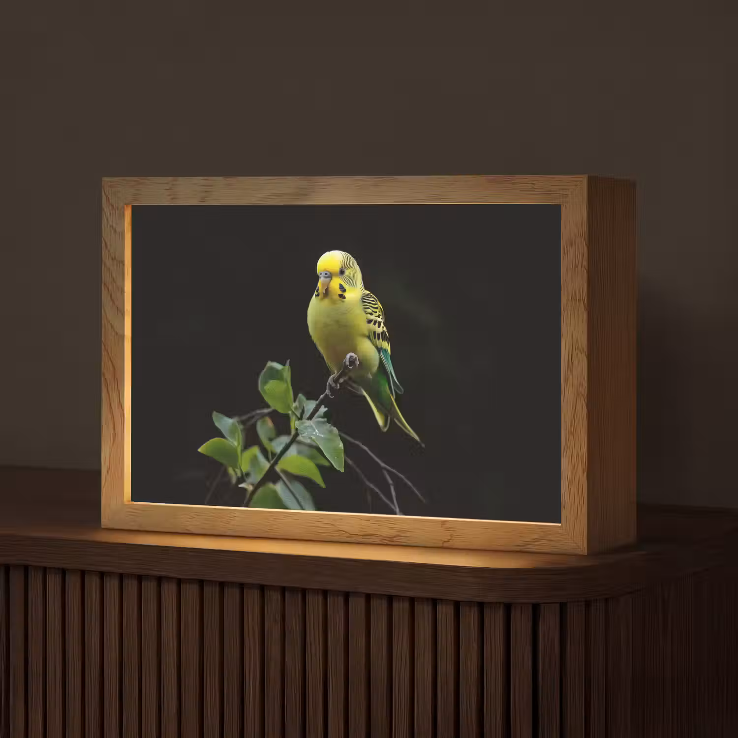 Parkiet - Tak - Bladeren - Geel Light Box met kabel (Tafellamp) klein -z3d_website