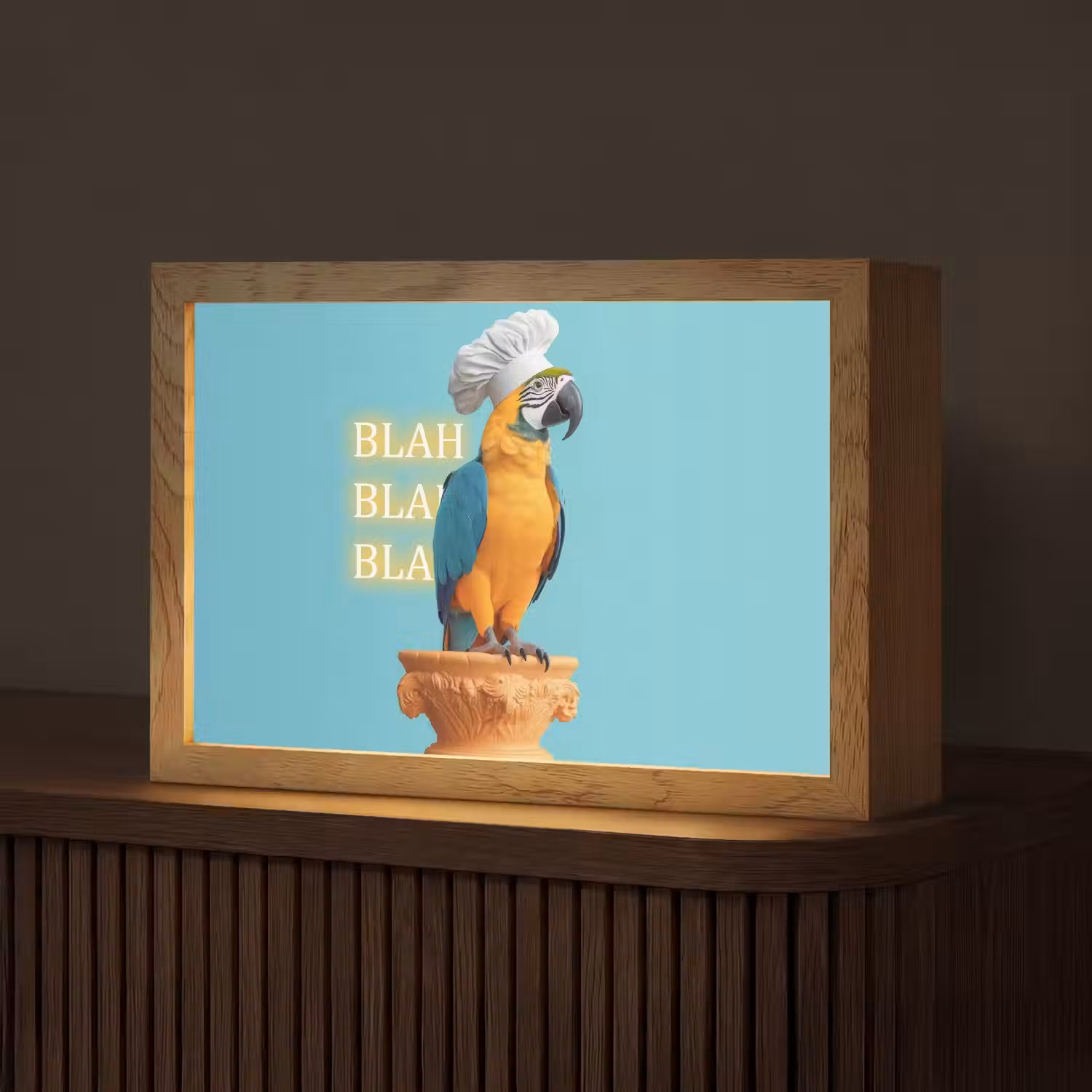 Papegaai - Koksmuts - Quote - Neon Light Box met kabel (Tafellamp) klein -z3d_website