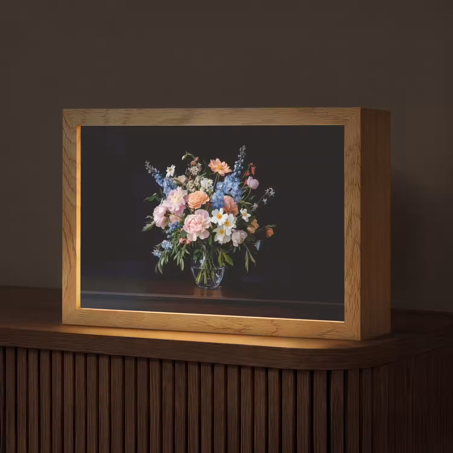 Pastel - Bloemen - Glazen - Vaas Light Box met kabel (Tafellamp) klein -z3d_website