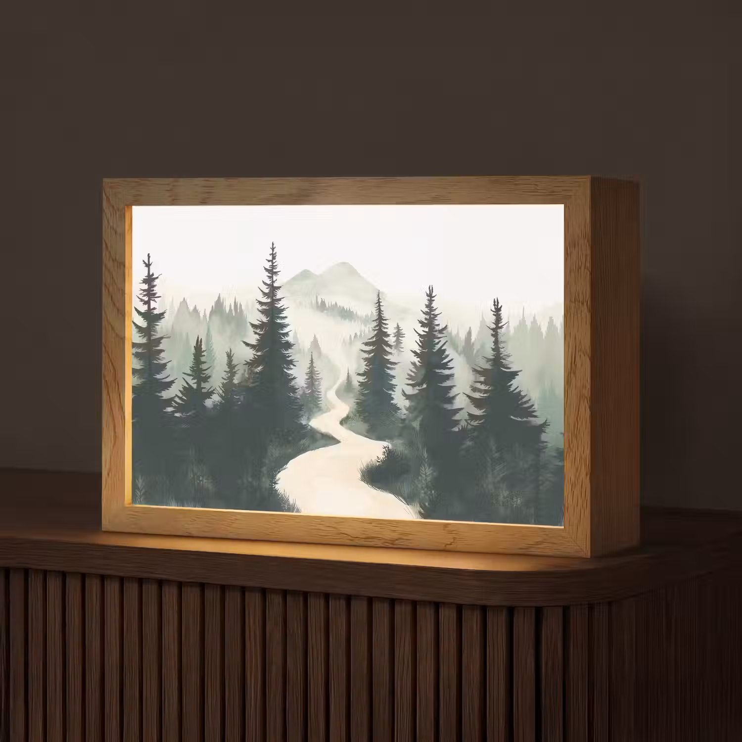 Pad - Bomen - Bos - Illustratie Light Box met kabel (Tafellamp) klein -z3d_website