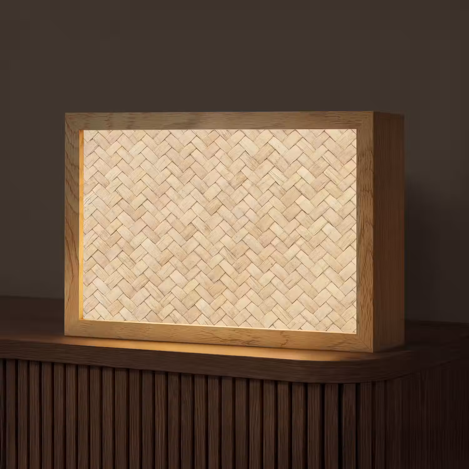 Patroon - Beige - Rotan print Light Box met kabel (Tafellamp) klein -z3d_website