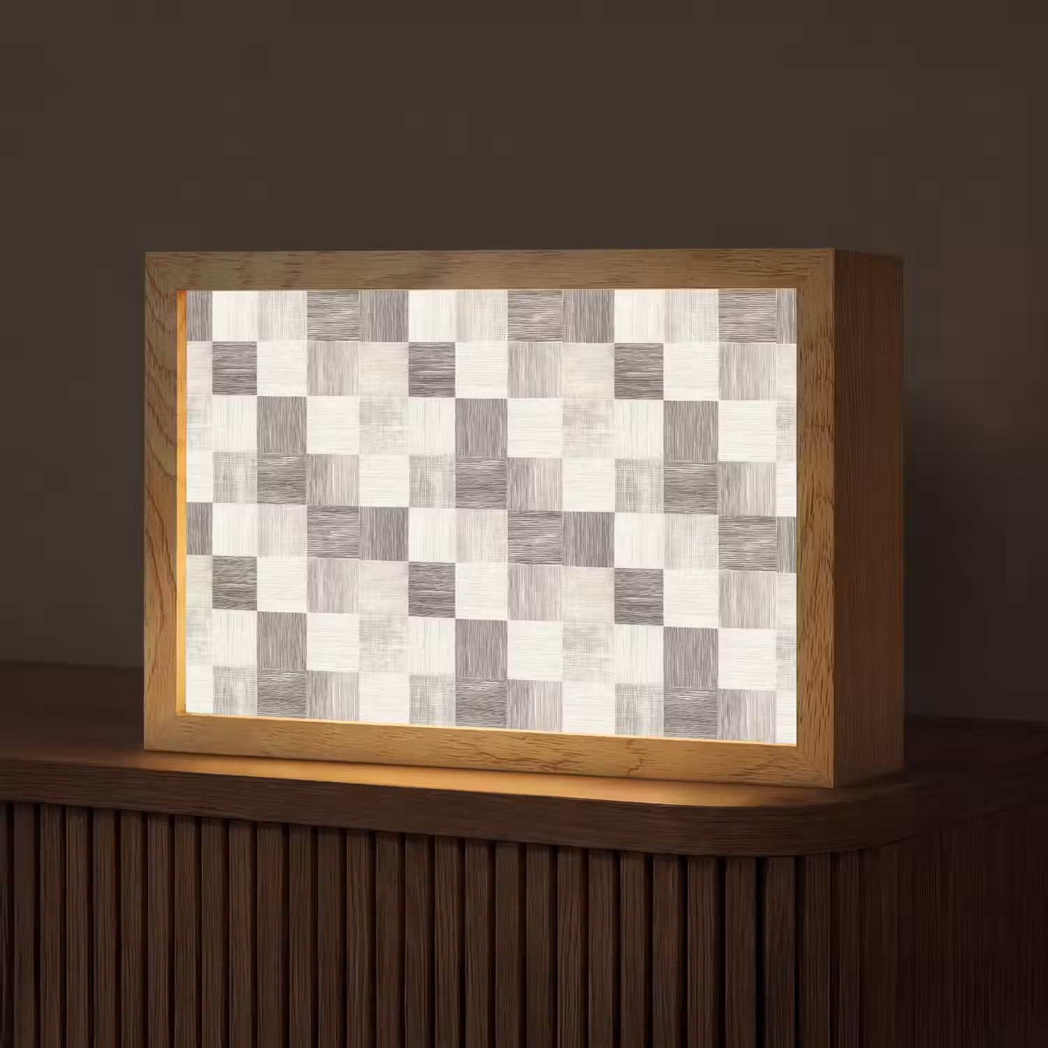 Patroon - Dambord - Houtnerf Light Box met kabel (Tafellamp) klein 924 -z3d_website