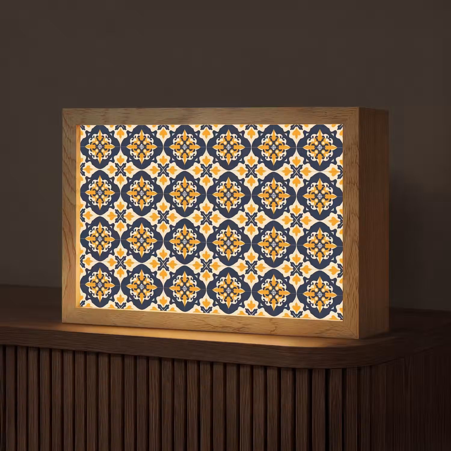 Patroon - Siertegel - Kleurrijk Light Box met kabel (Tafellamp) klein 924 -z3d_website
