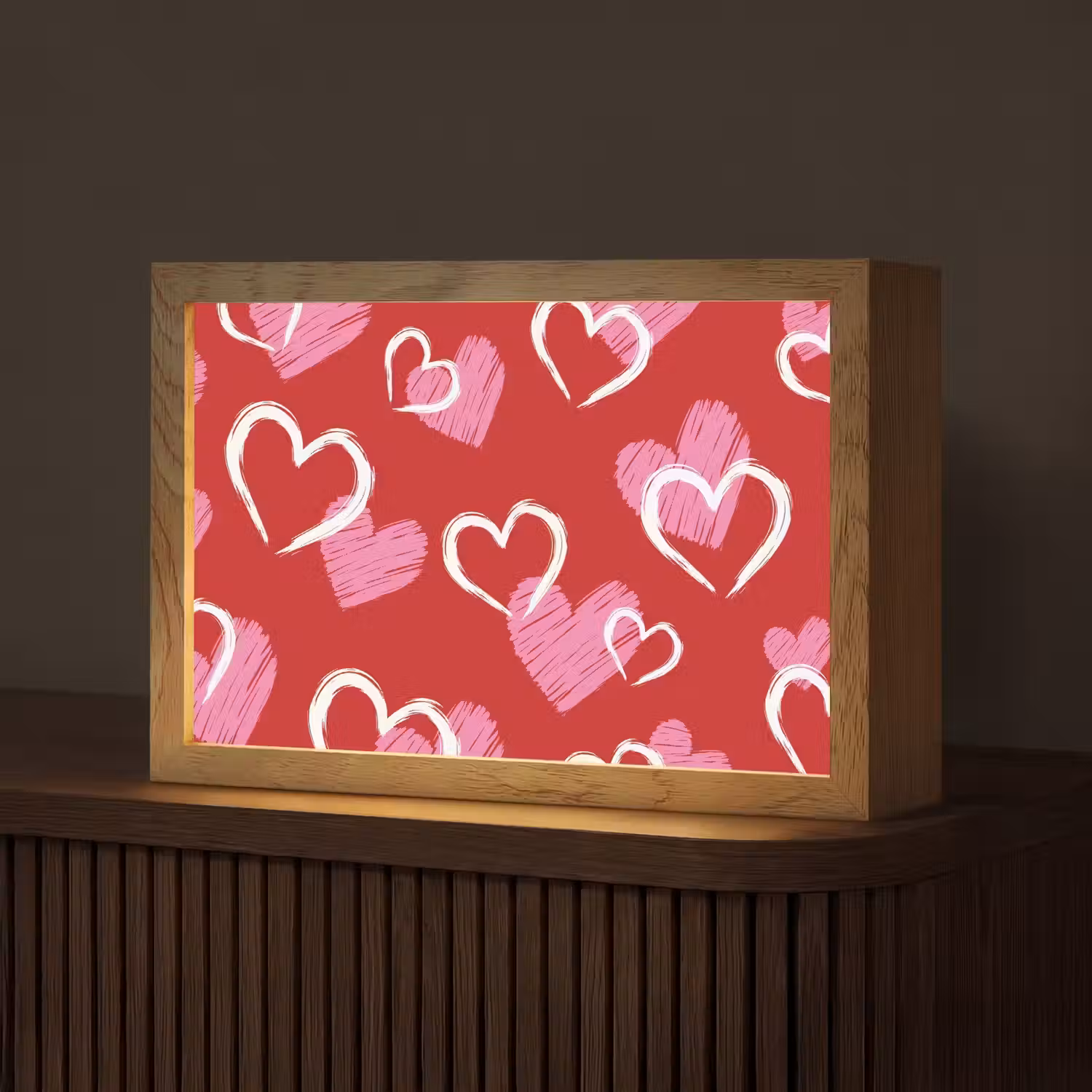 Patroon - Hartjes - Roze - Valentijn Light Box met kabel (Tafellamp) klein -z3d_website