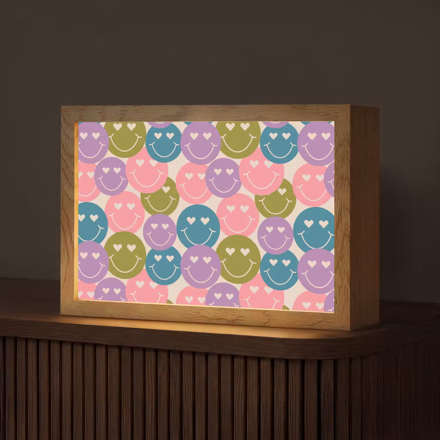 Patroon - Smiley - Kleurrijk - Hartjes Light Box met kabel (Tafellamp) klein 924 -z3d_website