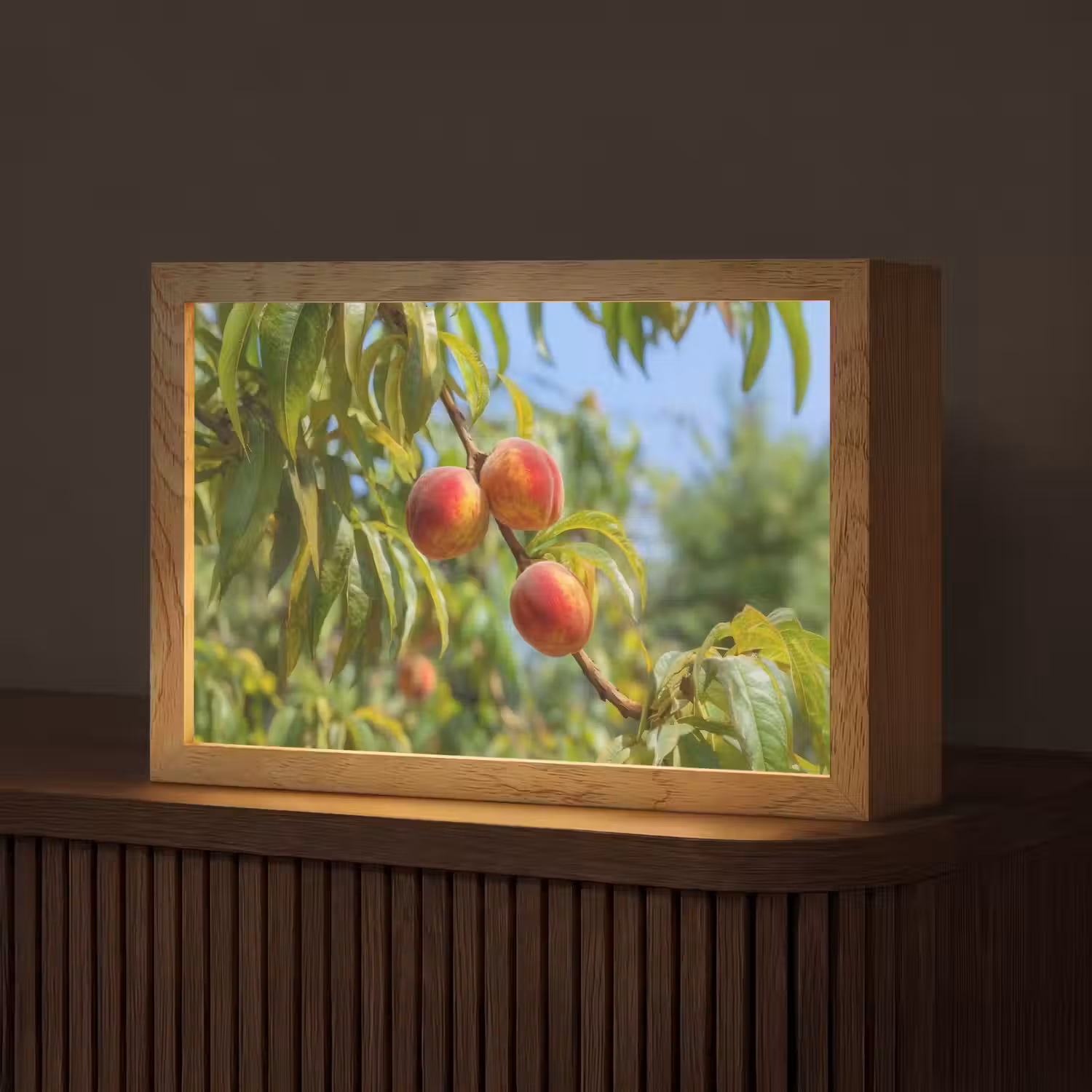 Perzik - Bladeren - Zonlicht Light Box met kabel (Tafellamp) klein -z3d_website