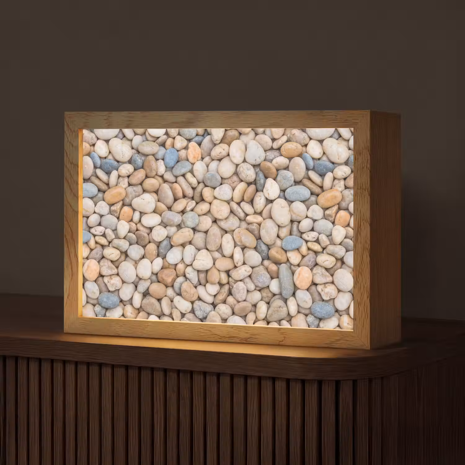 Kiezelstenen - Natuur - Textuur - Beige - Grijs Light Box met kabel (Tafellamp) klein -z3d_website