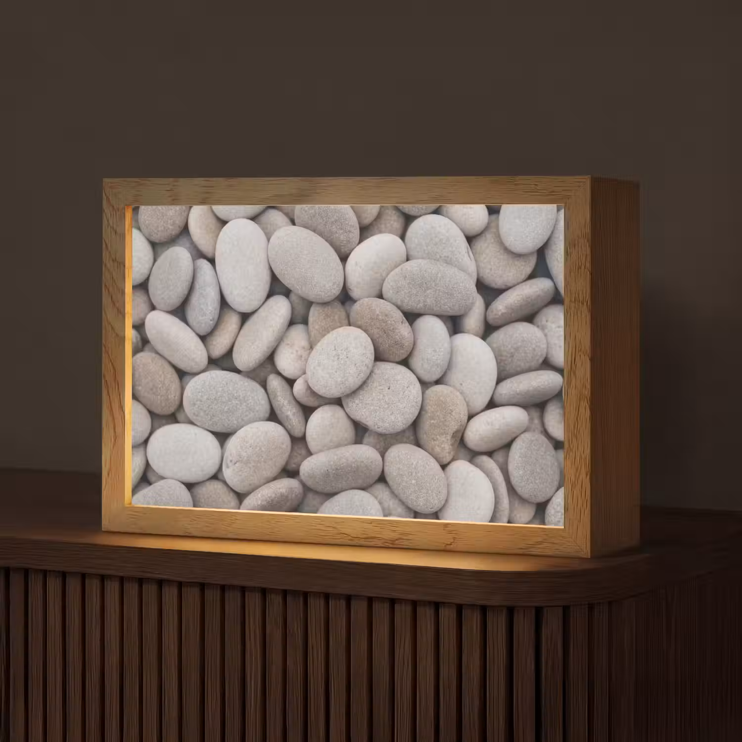 Kiezels - Stenen - Grijs Light Box met kabel (Tafellamp) klein -z3d_website