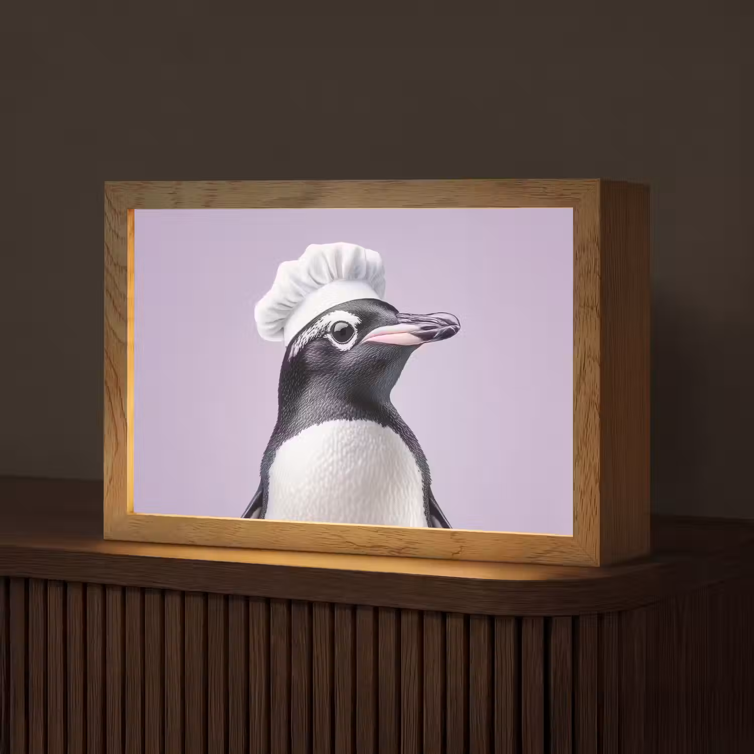 Pinguïn - Koksmuts - Lief - Paars Light Box met kabel (Tafellamp) klein -z3d_website
