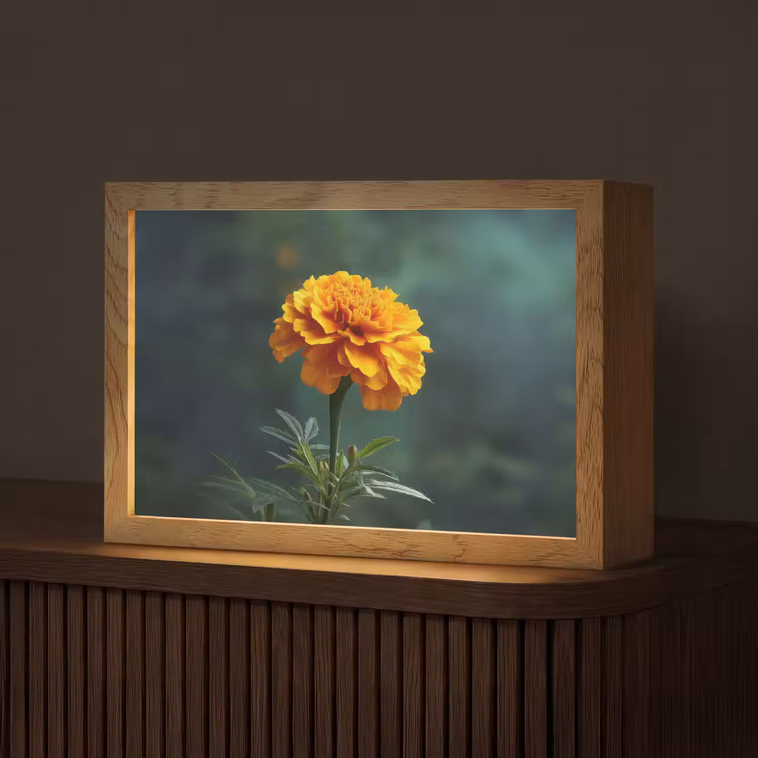 Bloemblaadjes - Afrikaan - Oranje - Wazig Light Box met kabel (Tafellamp) klein -z3d_website