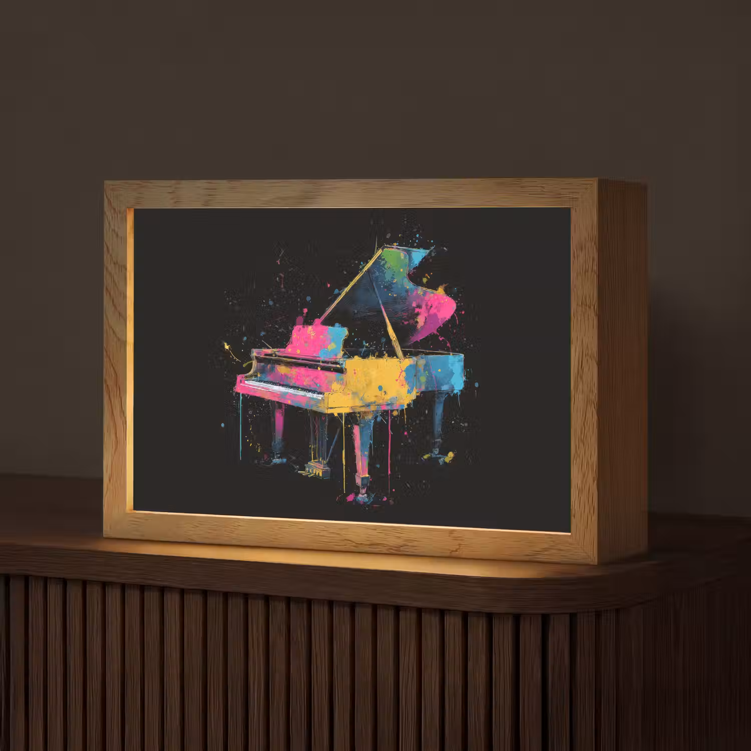 Piano - Kleurrijk - Verf - Modern Light Box met kabel (Tafellamp) klein -z3d_website