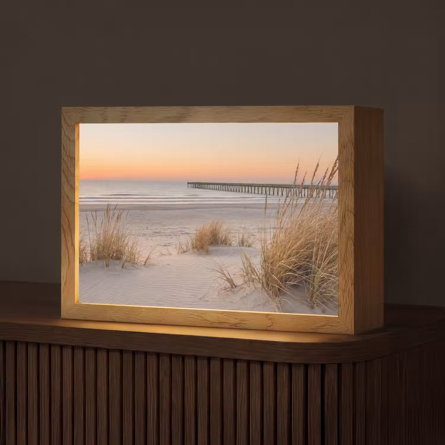 Pier - Zonsondergang - Strand Light Box met kabel (Tafellamp) klein -z3d_website