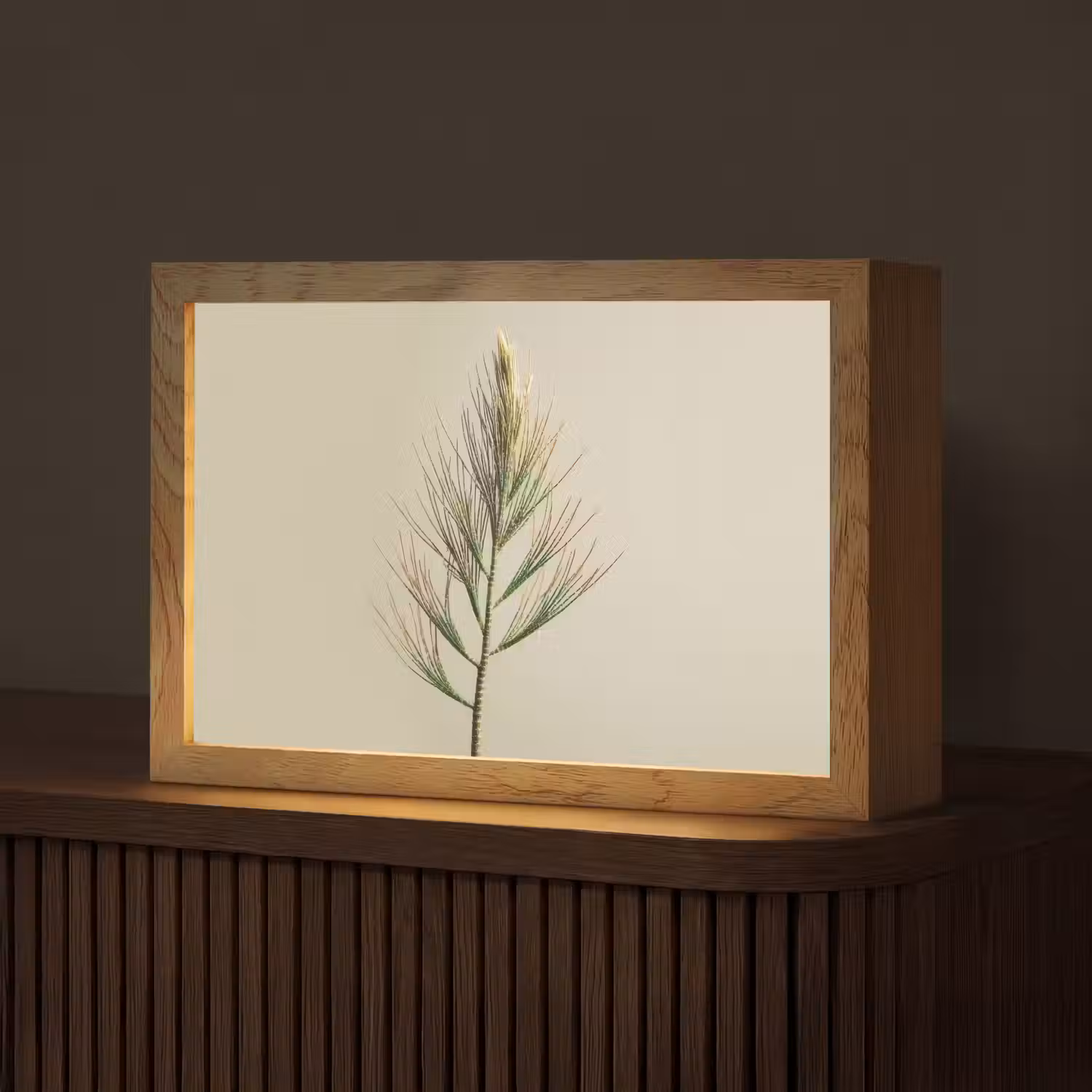 Dennentak - Naaldvormige bladeren - Lichtgroen Light Box met kabel (Tafellamp) klein -z3d_website