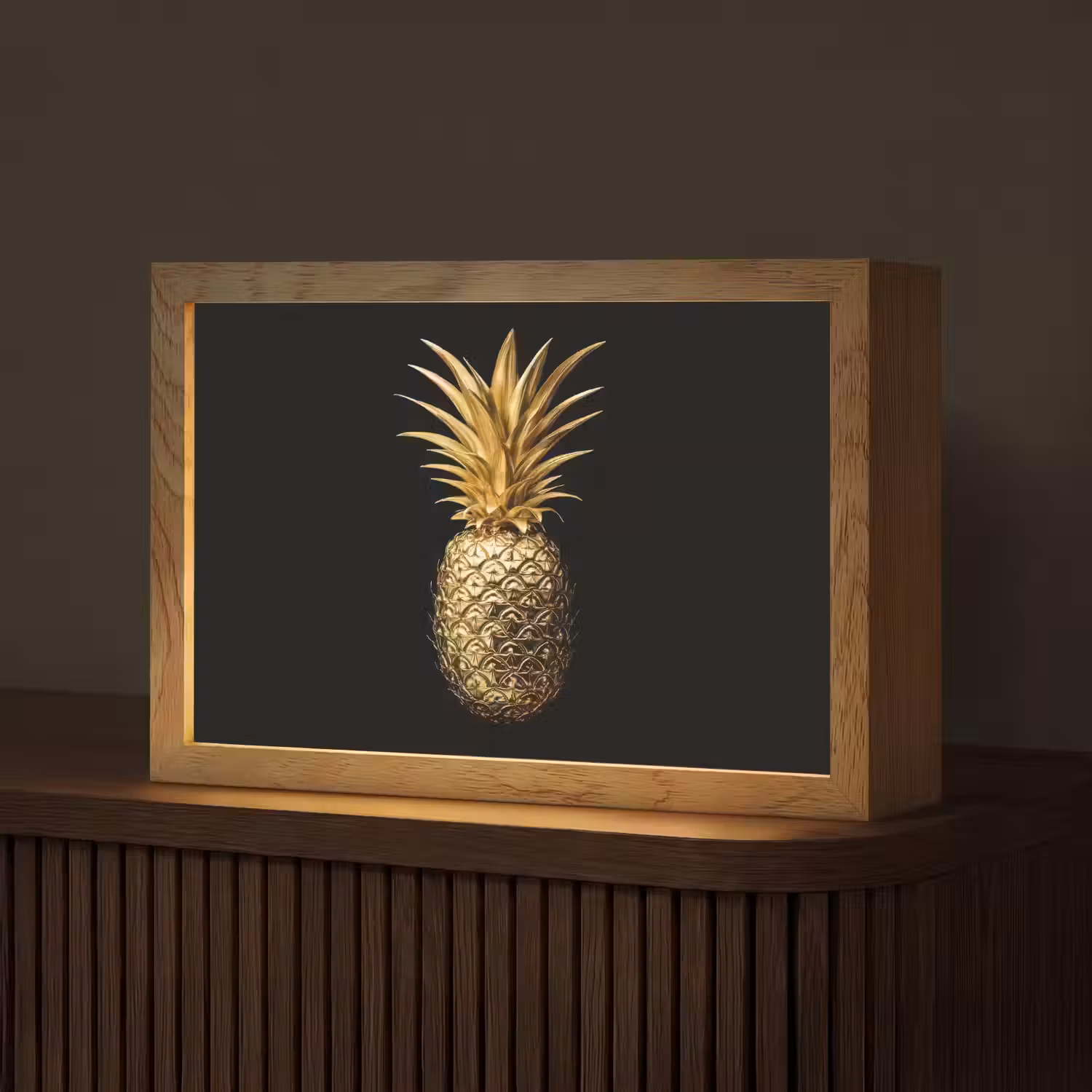 Ananas - Zwart - Goud - Luxe Light Box met kabel (Tafellamp) klein -z3d_website