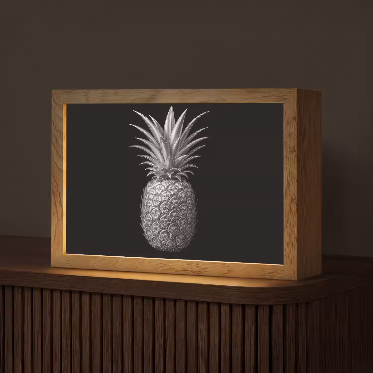Ananas - Gedetailleerd - Bladeren Light Box met kabel (Tafellamp) klein -z3d_website