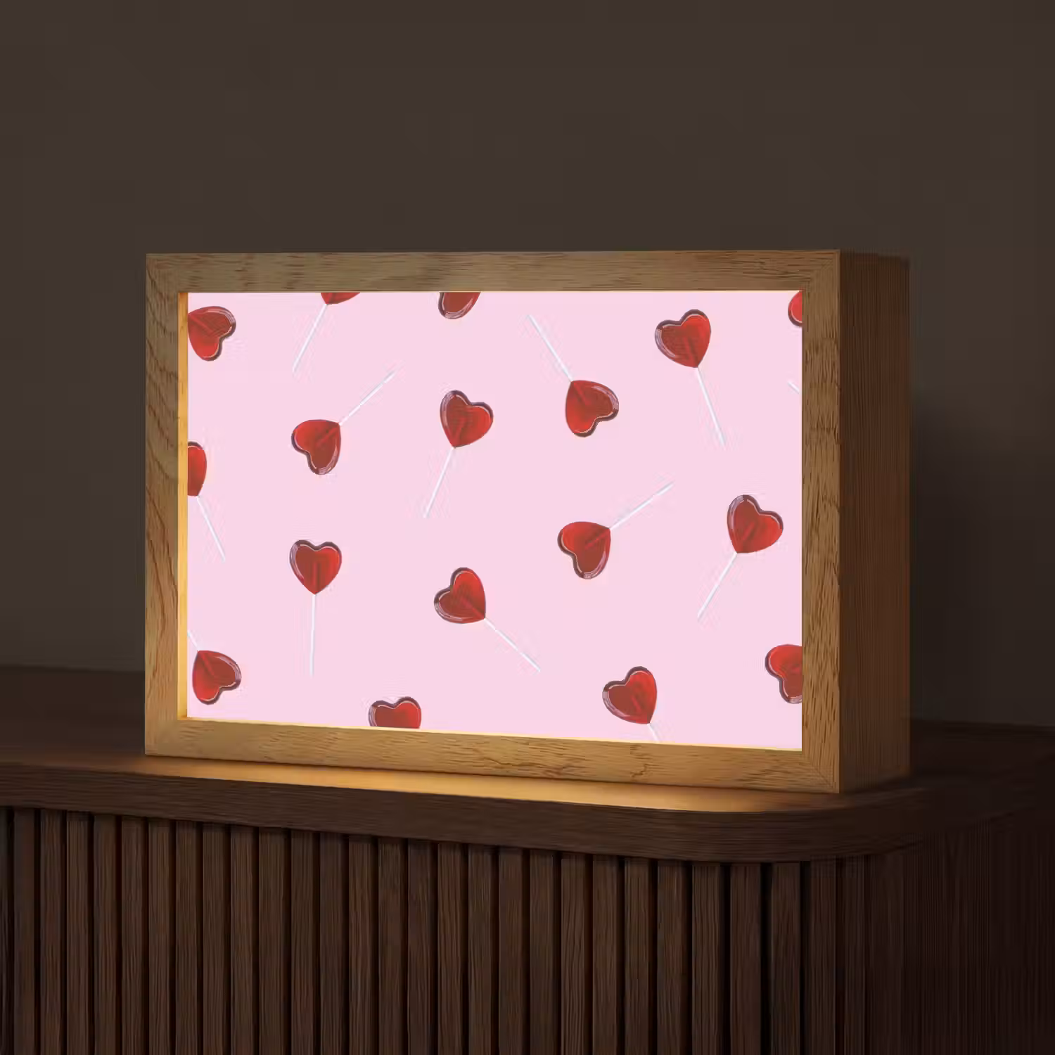 Roze - Hart - Lolly - Snoep Light Box met kabel (Tafellamp) klein -z3d_website