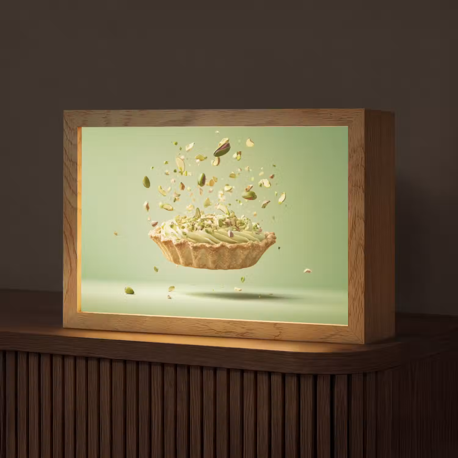 Pistache - Taart - Noten - Eten Light Box met kabel (Tafellamp) klein -z3d_website