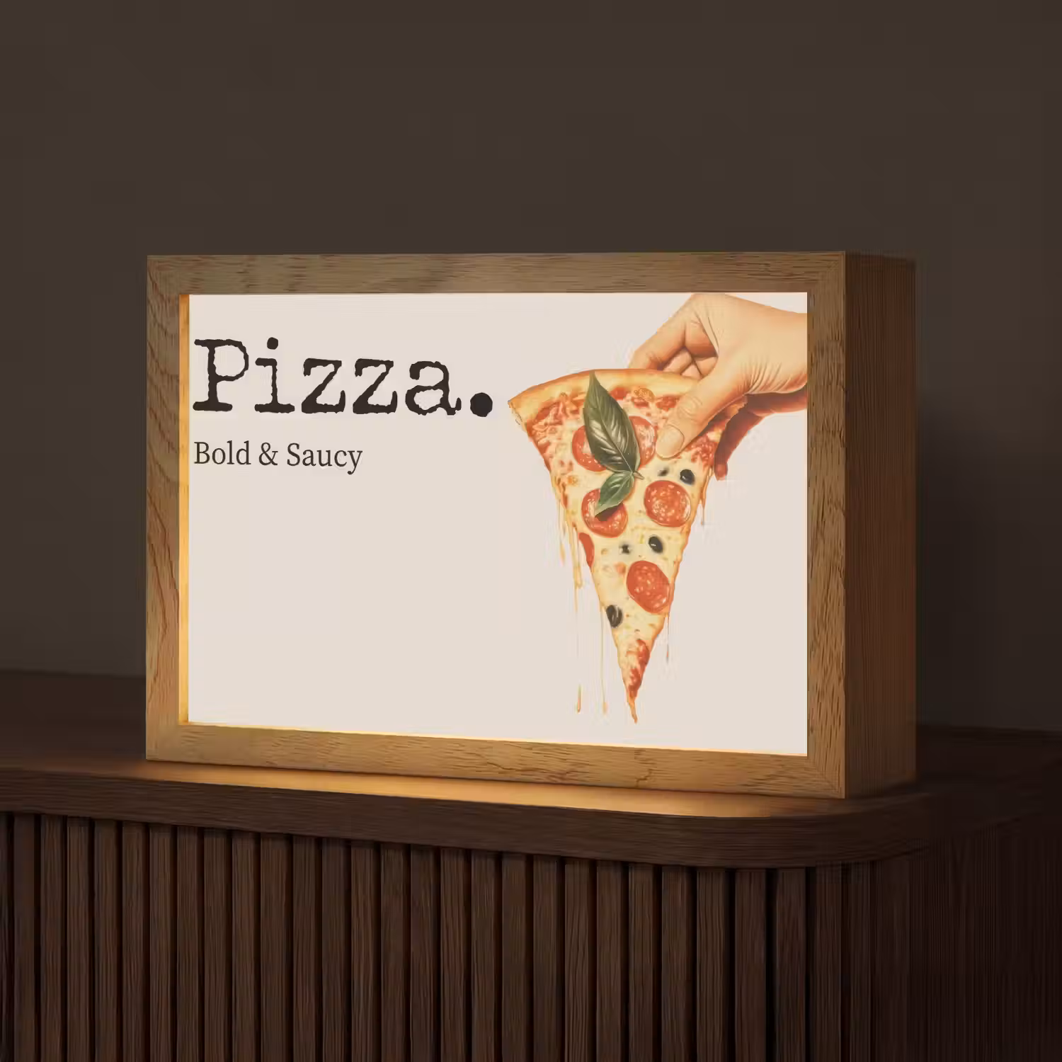 Pizza - Kaas - Pepperoni Light Box met kabel (Tafellamp) klein -z3d_website