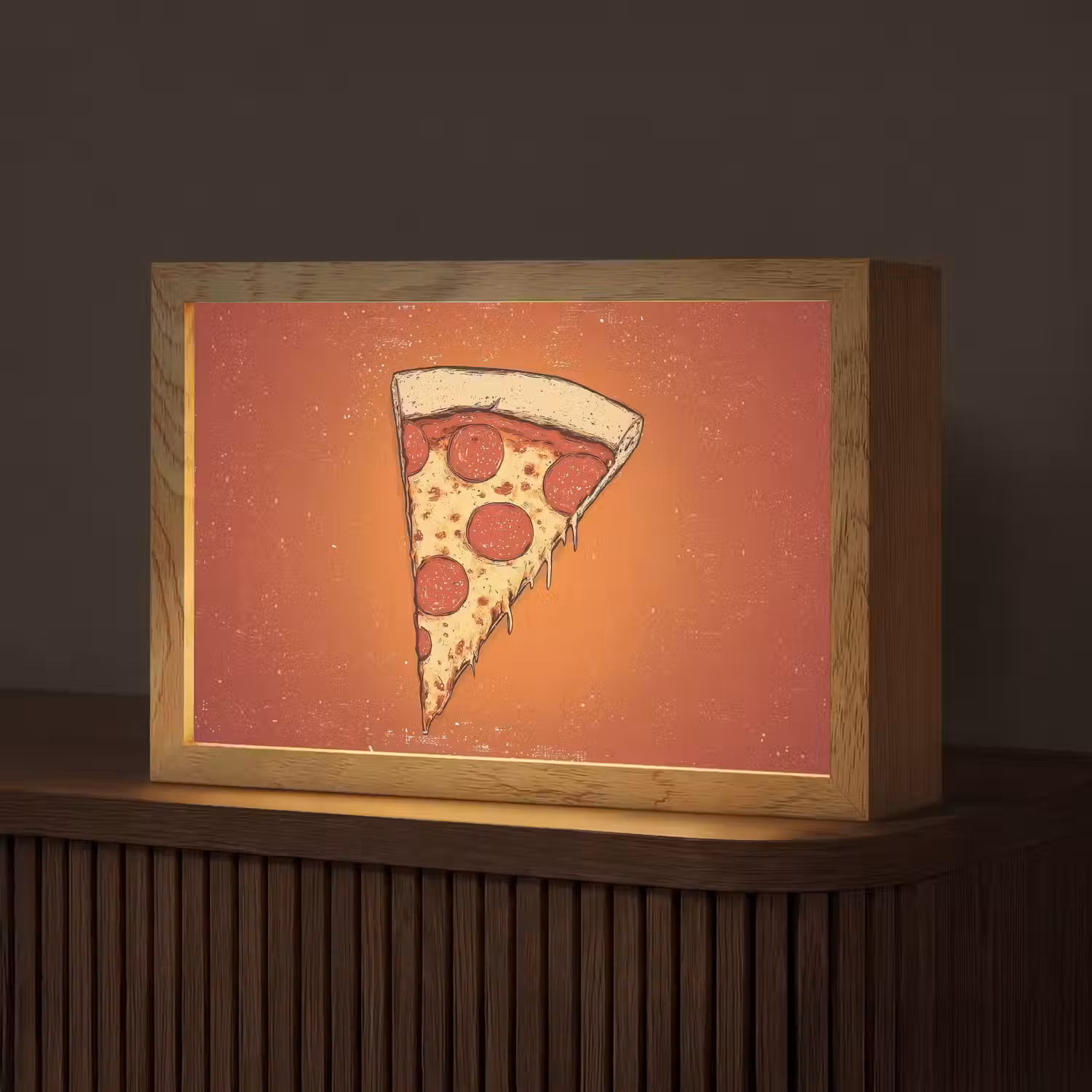 Pizza - Kaas - Rood - Pepperoni Light Box met kabel (Tafellamp) klein -z3d_website