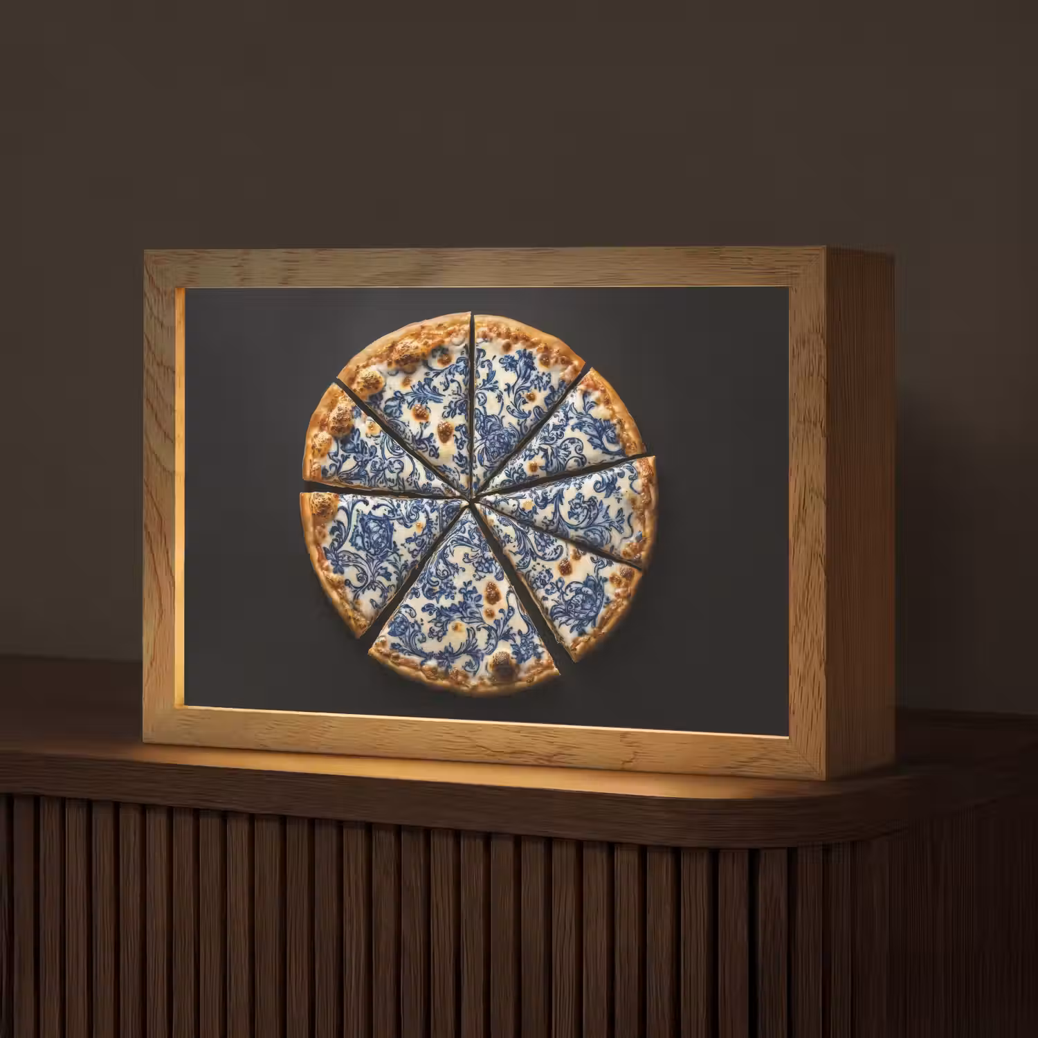 Pizza - Eten - Delftsblauw Light Box met kabel (Tafellamp) klein -z3d_website