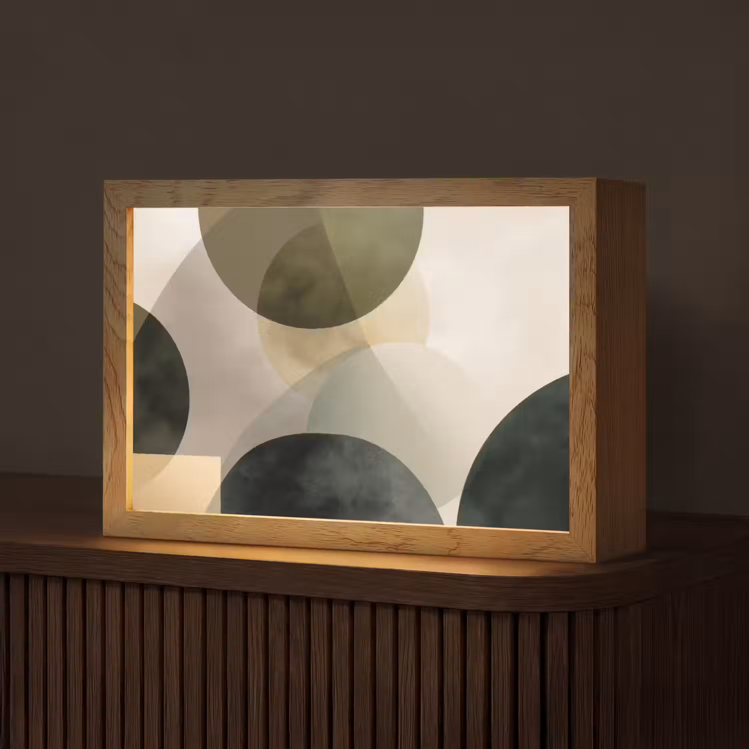 Vlakken - Abstract - Beige - Cirkels Light Box met kabel (Tafellamp) klein -z3d_website