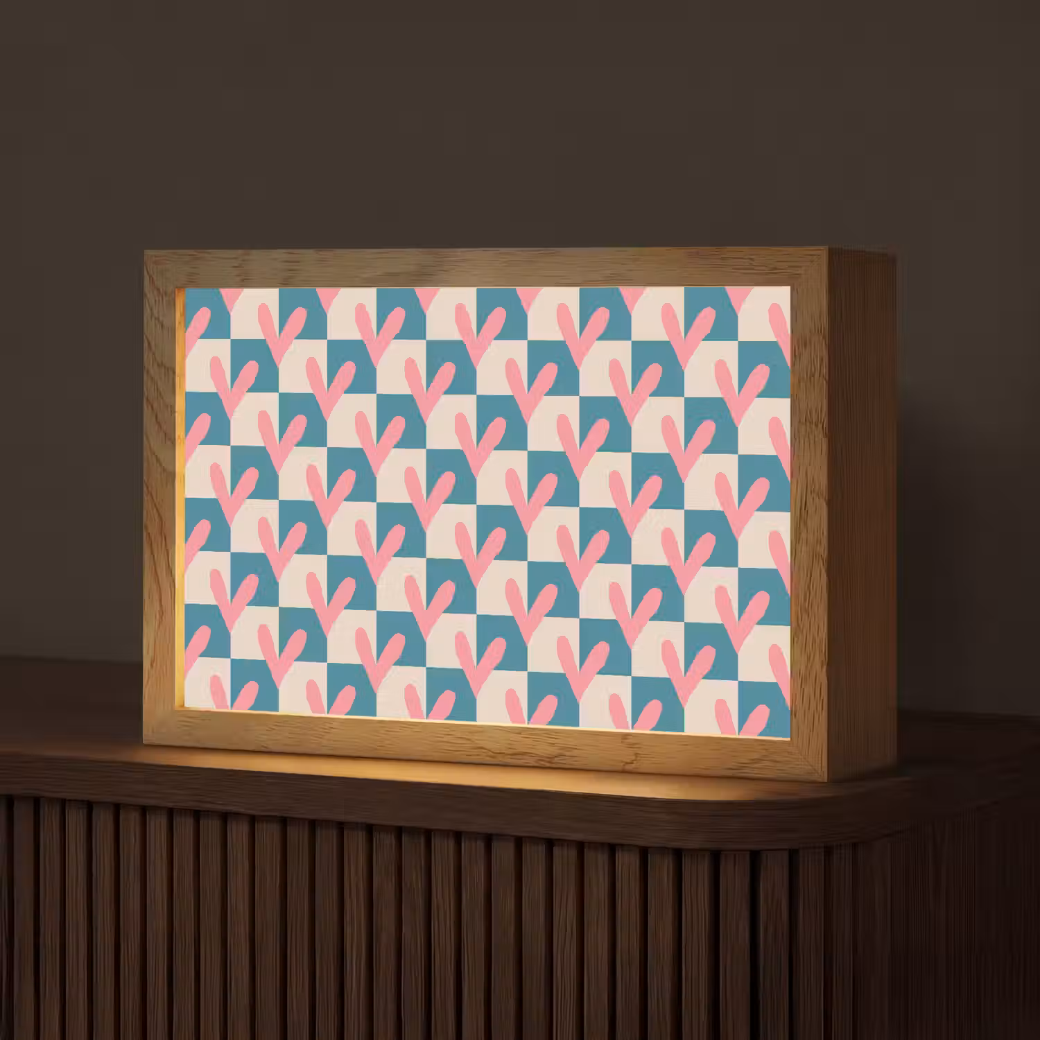 Vlakken - Hartjes - Patroon - Retro Light Box met kabel (Tafellamp) klein 924 -z3d_website