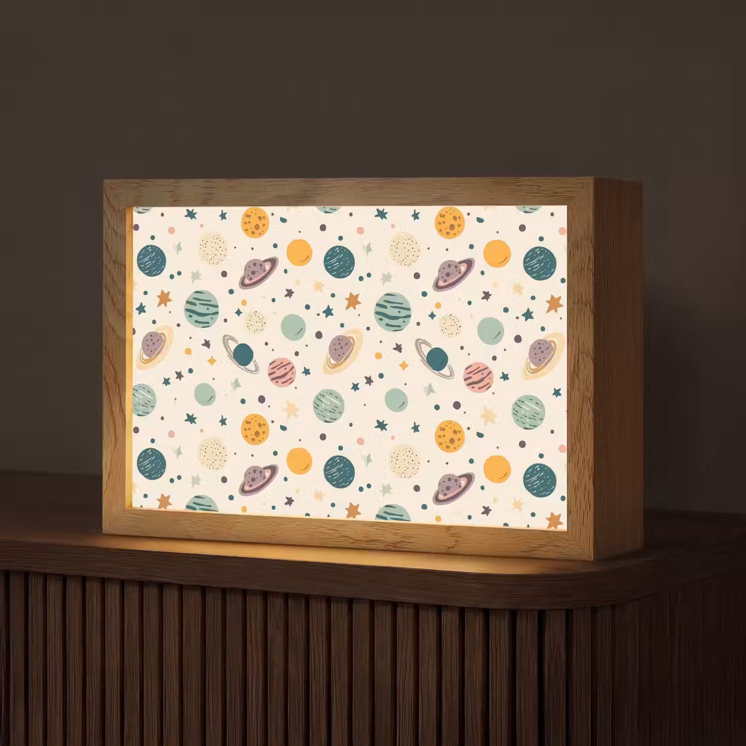 Planeten - Retro - Kleurrijk Light Box met kabel (Tafellamp) klein 924 -z3d_website