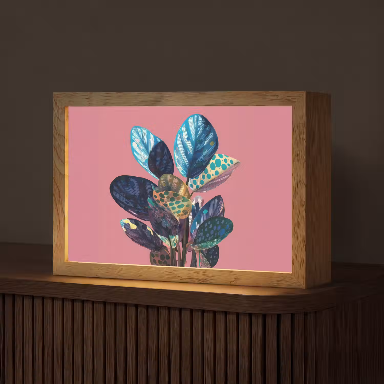 Plant - Bladeren - Stippen - Abstract Light Box met kabel (Tafellamp) klein -z3d_website