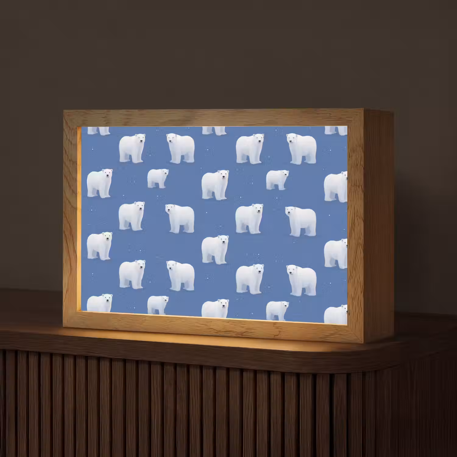 IJsbeer - Patroon - Blauw Light Box met kabel (Tafellamp) klein 924 -z3d_website