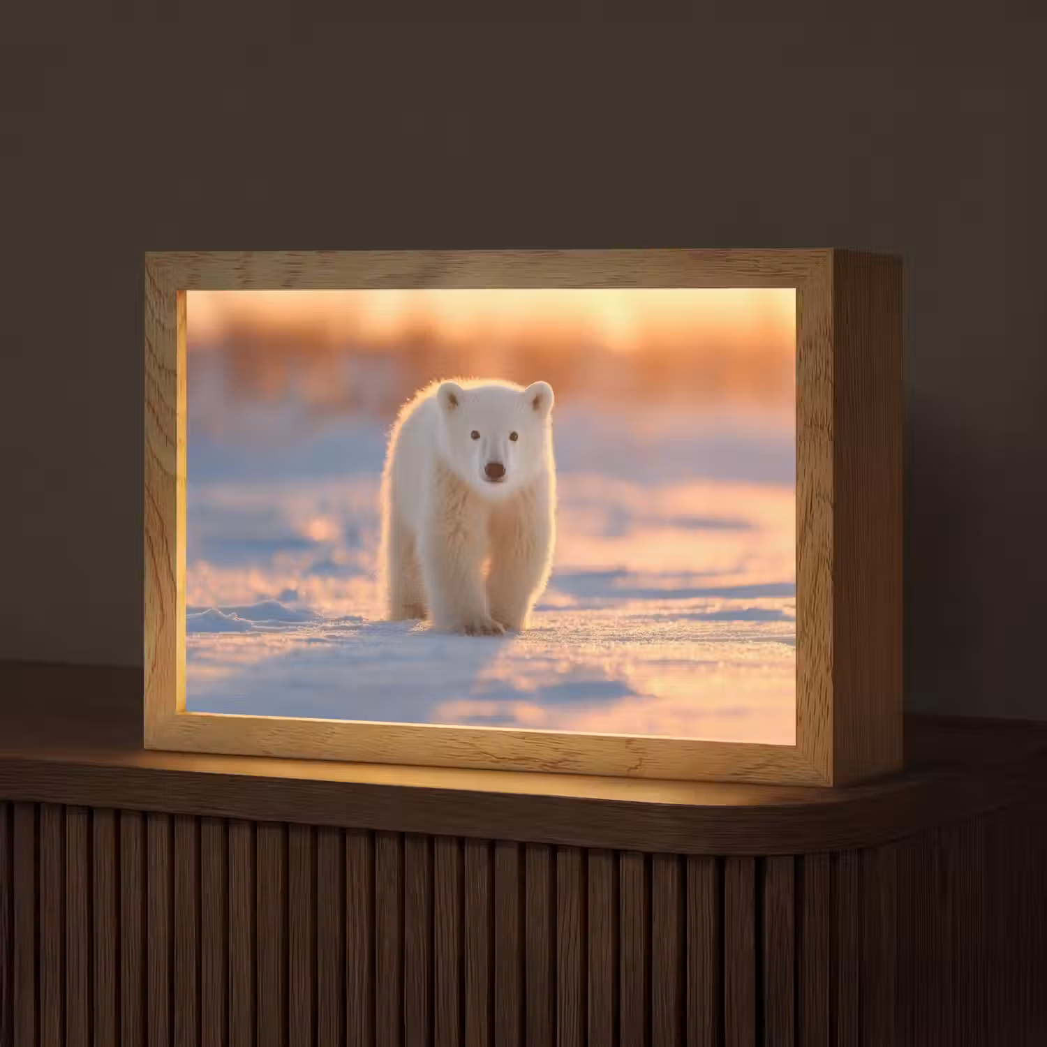 Ijsbeer - Sneeuw - Zonsopgang Light Box met kabel (Tafellamp) klein -z3d_website