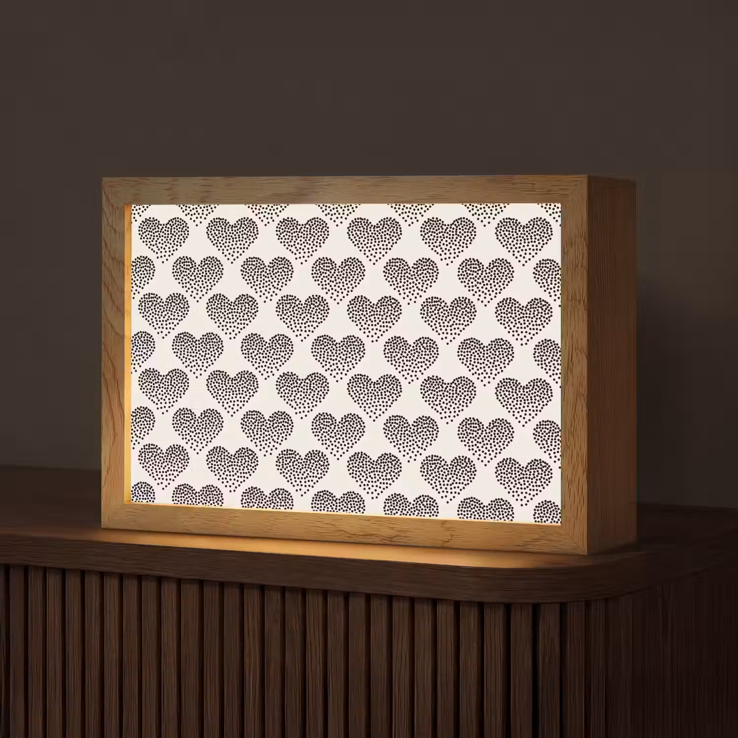 Polka - Stippen - Wit - Zwart Light Box met kabel (Tafellamp) klein 924 -z3d_website