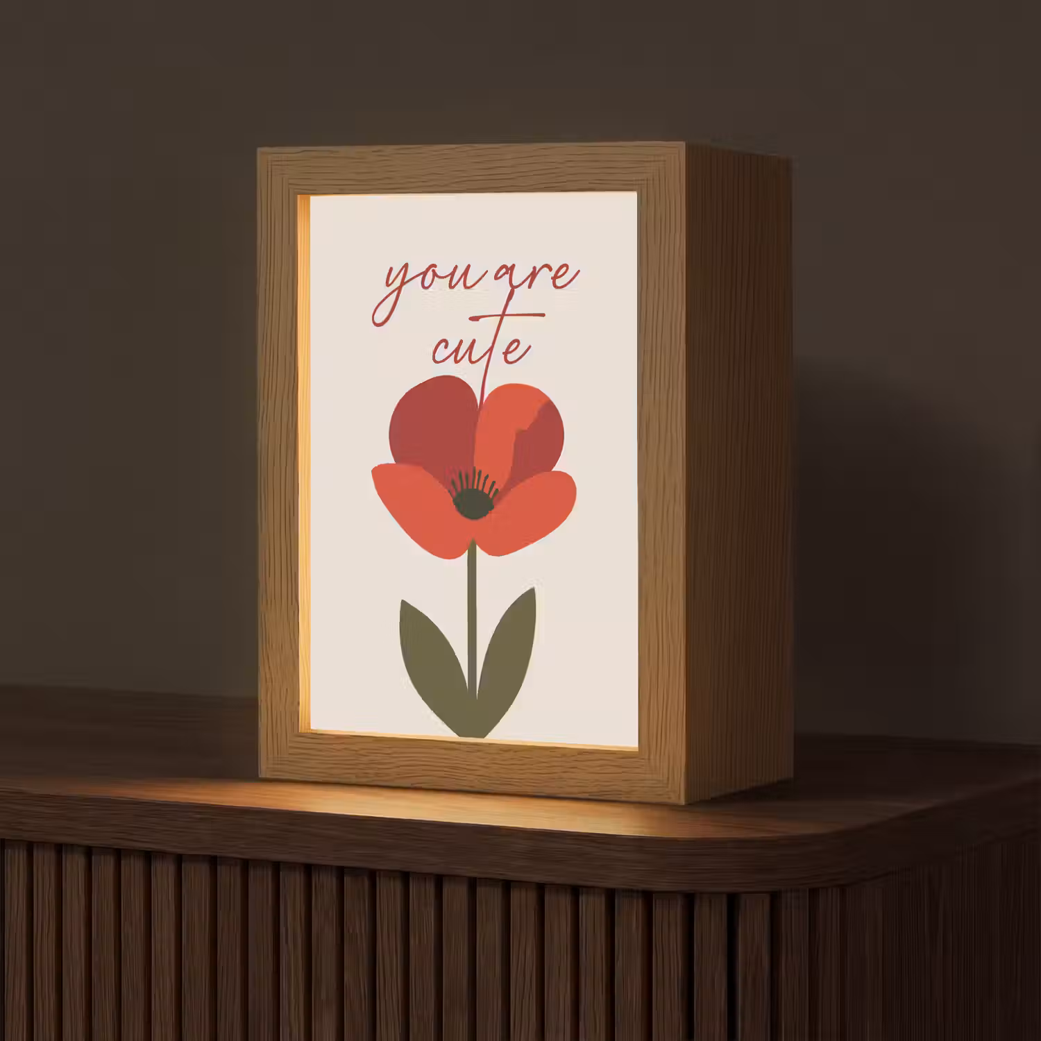 Klaproos - Bloem - Rood - Valentijn Light Box met kabel (Tafellamp) klein -z3d_website
