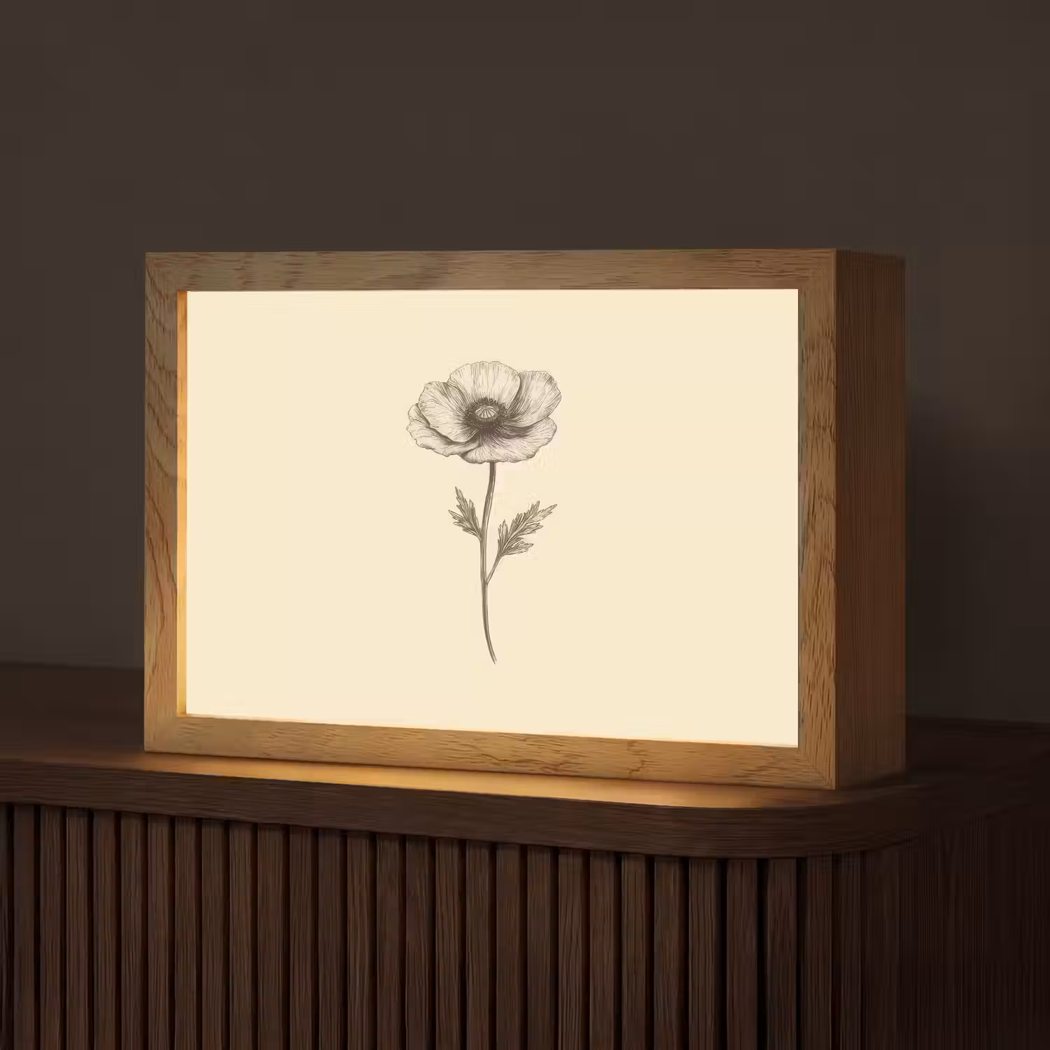 Klaproos - Illustratie - Zwart Light Box met kabel (Tafellamp) klein -z3d_website
