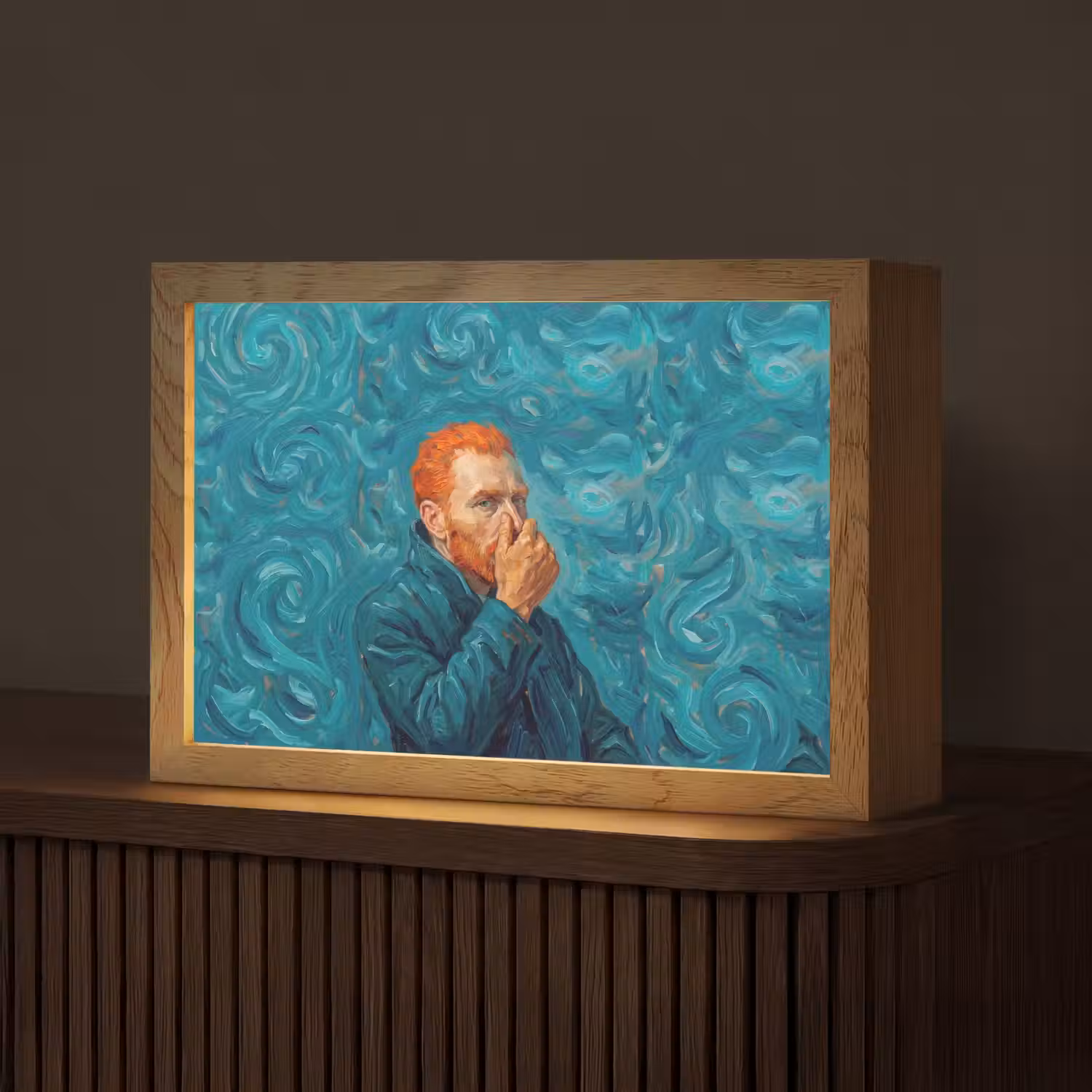 Portret - Klassiek - Blauw Light Box met kabel (Tafellamp) klein -z3d_website
