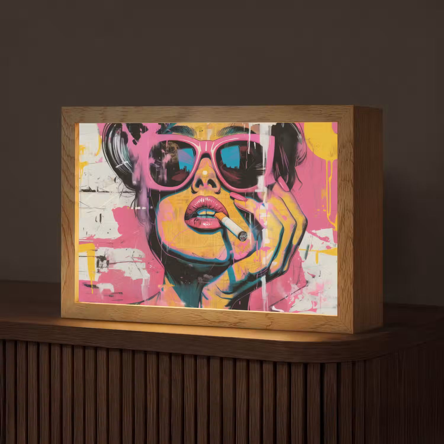 Portret - Vrouw - Abstract - Zonnebril Light Box met kabel (Tafellamp) klein -z3d_website