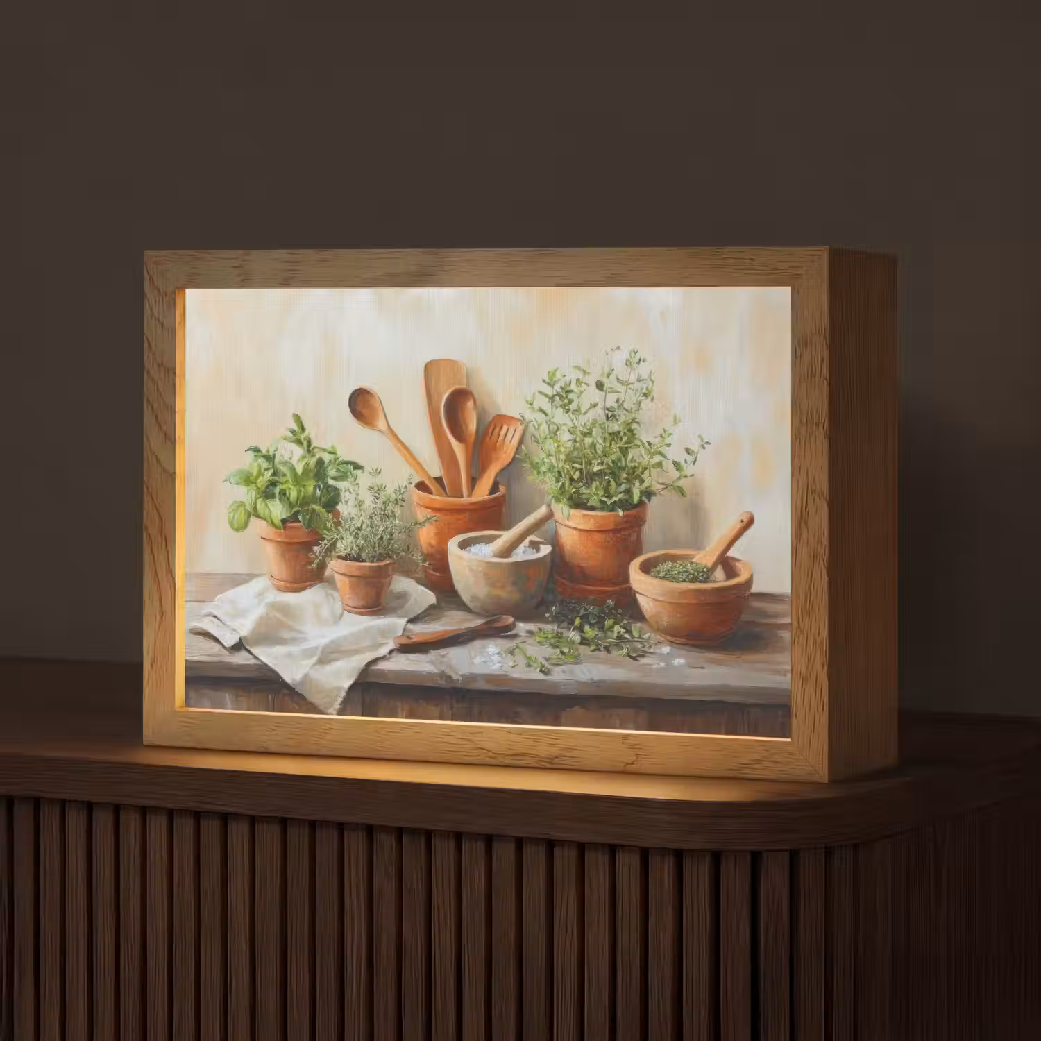 Potten - Kruiden - Hout Light Box met kabel (Tafellamp) klein -z3d_website