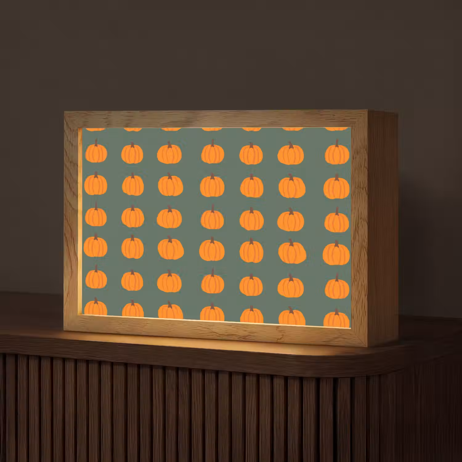Pompoen - Patroon - Oranje Light Box met kabel (Tafellamp) klein 924 -z3d_website