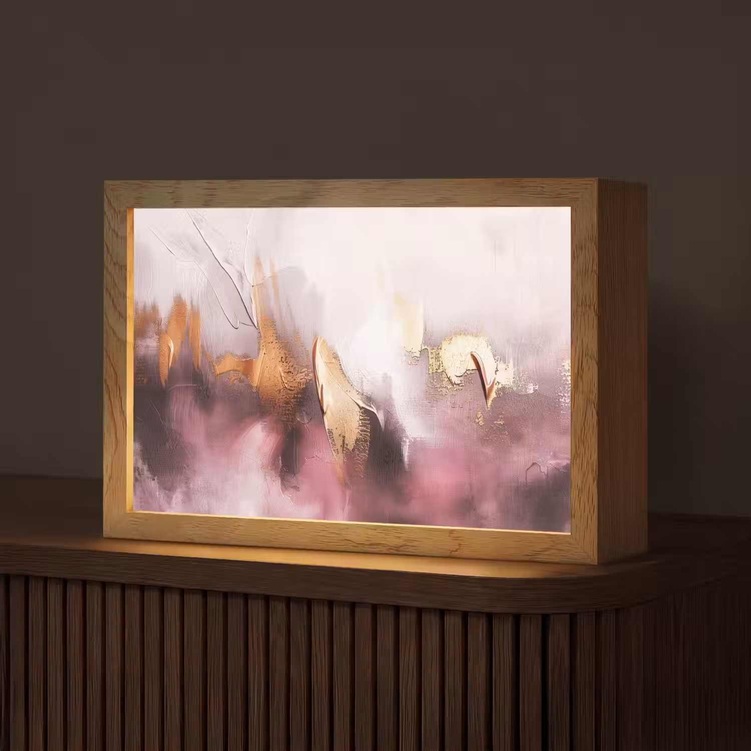 Paars - Abstract - Verf - Goud Light Box met kabel (Tafellamp) klein -z3d_website