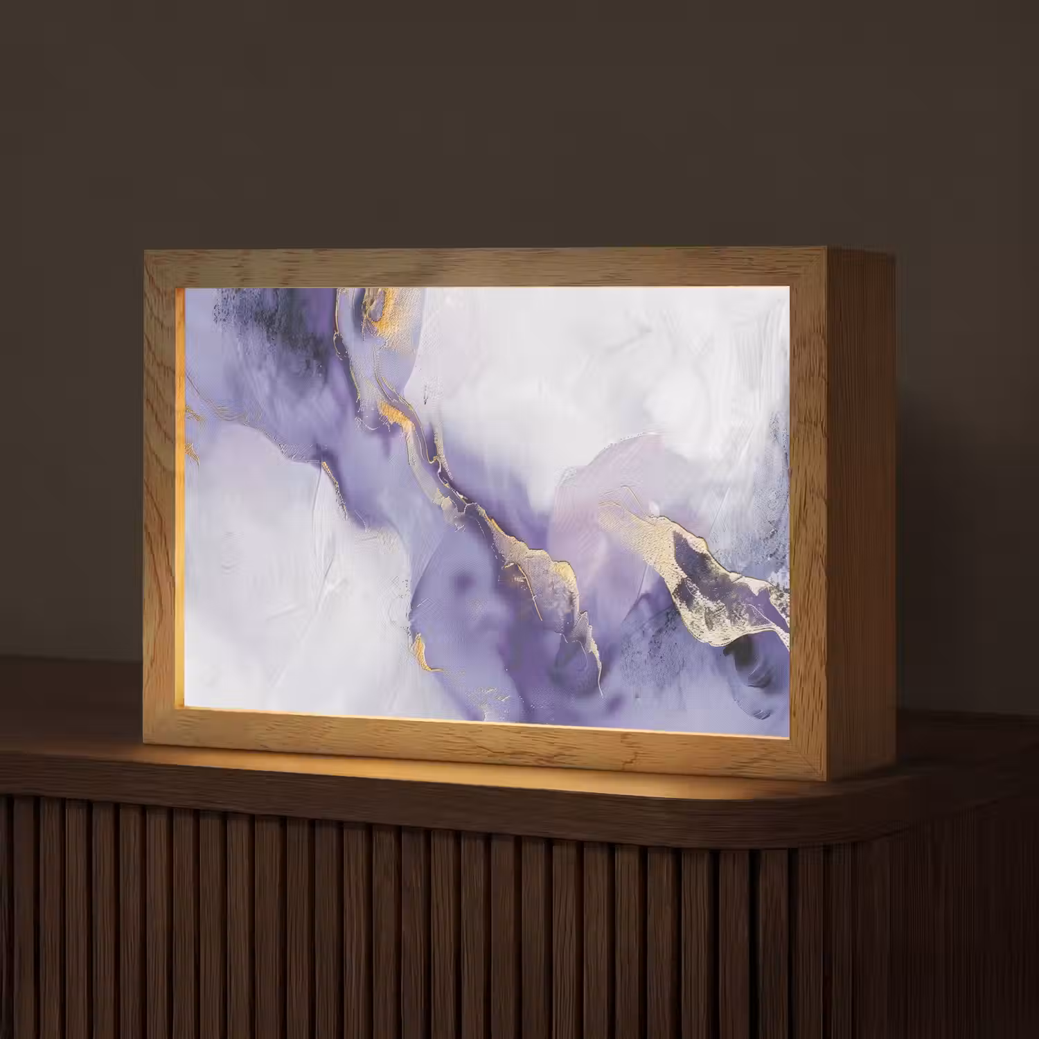 Paars - Modern - Marmer - Abstract Light Box met kabel (Tafellamp) klein -z3d_website