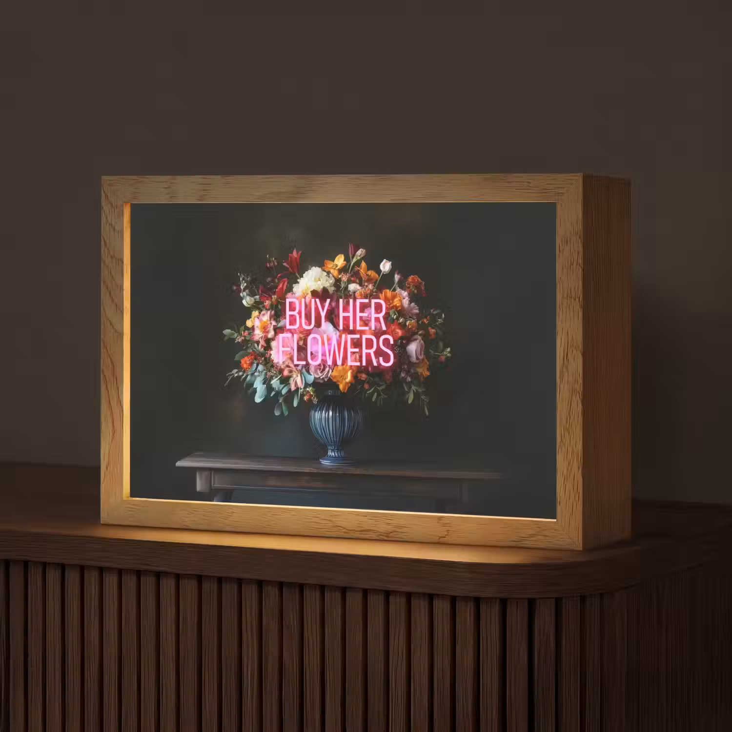 Quote - Bloemen - Vaas - Neon Light Box met kabel (Tafellamp) klein -z3d_website