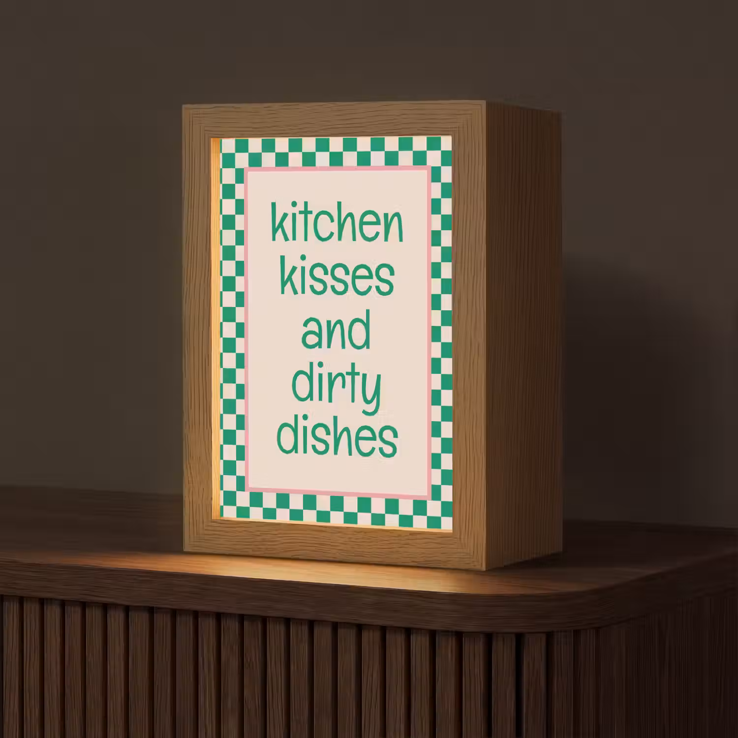 Quote - Groen - Geblokt - Keuken Light Box met kabel (Tafellamp) klein -z3d_website