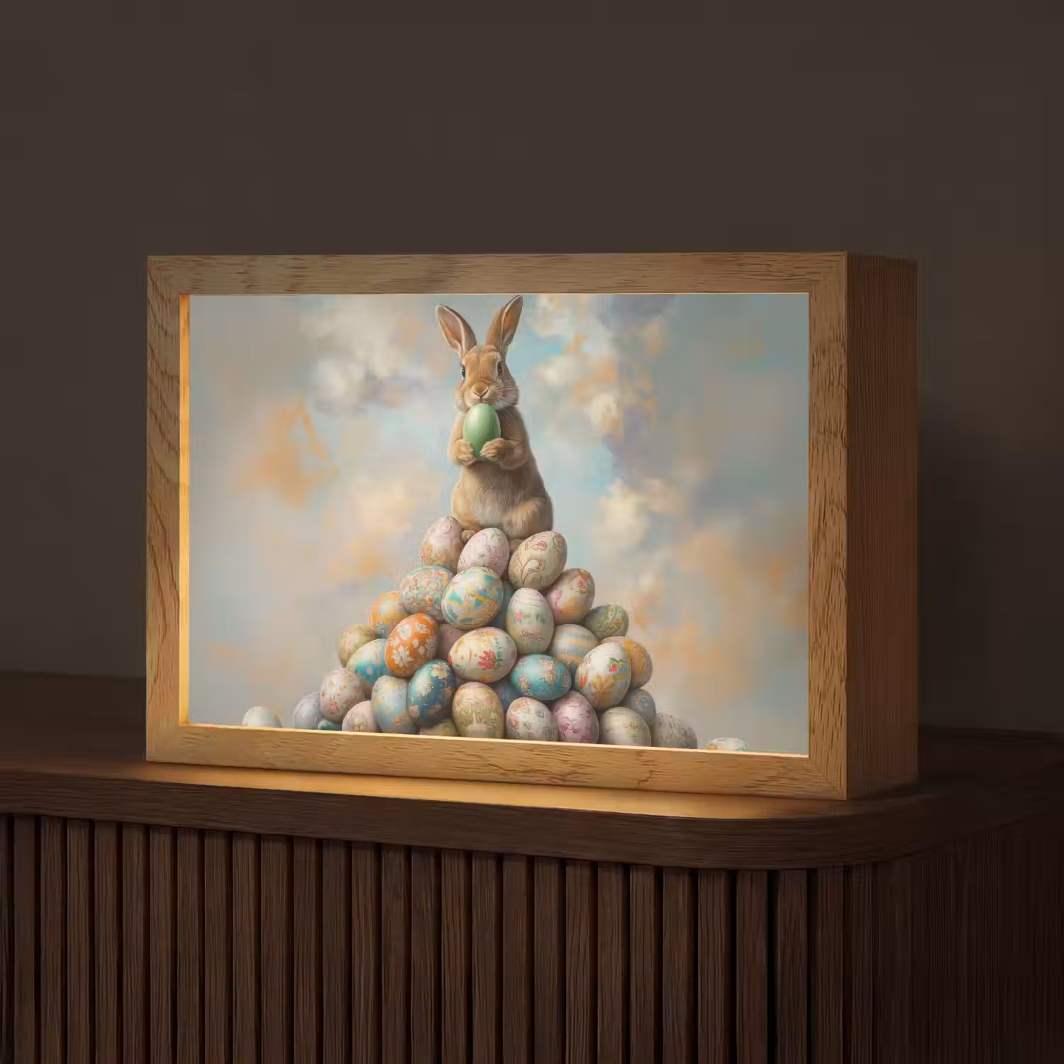 Konijn - Eieren - Kleurrijk Light Box met kabel (Tafellamp) klein -z3d_website