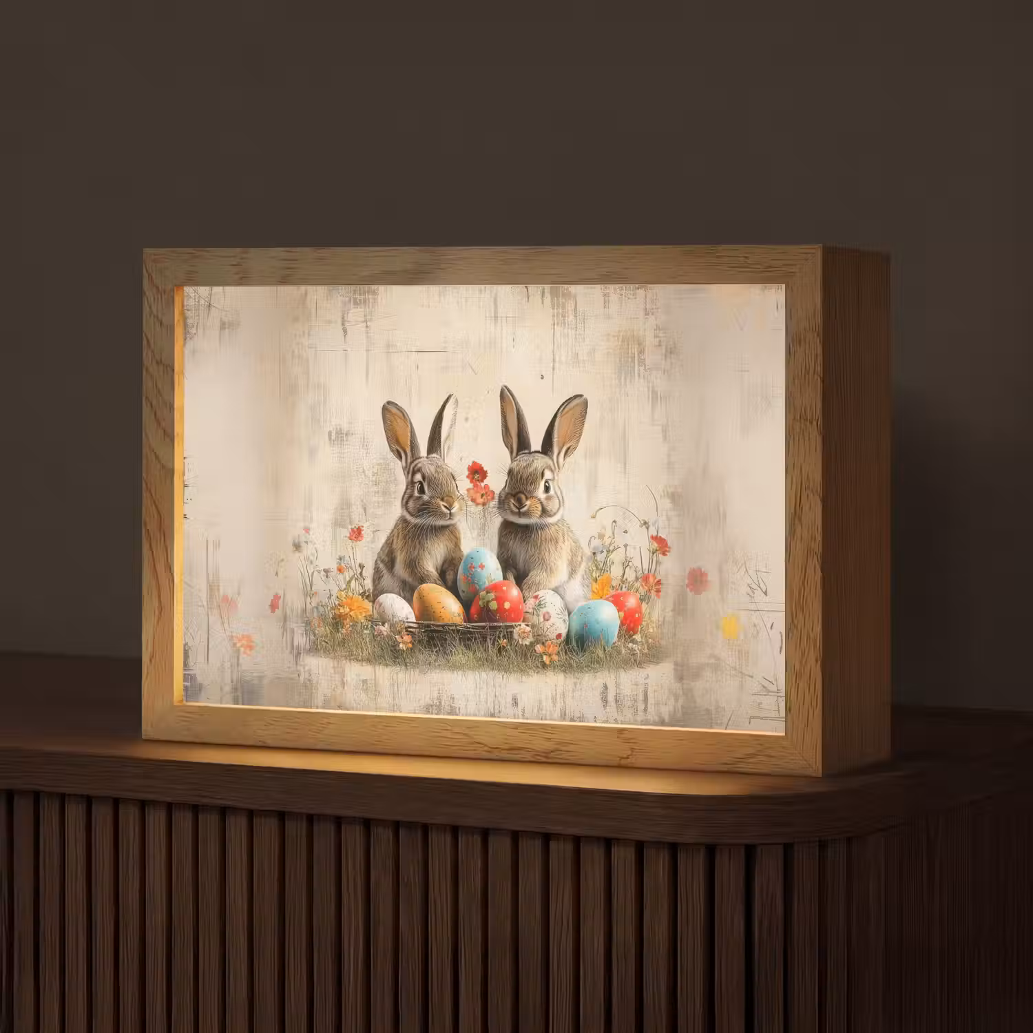 Konijnen - Bloemen - Eieren Light Box met kabel (Tafellamp) klein -z3d_website