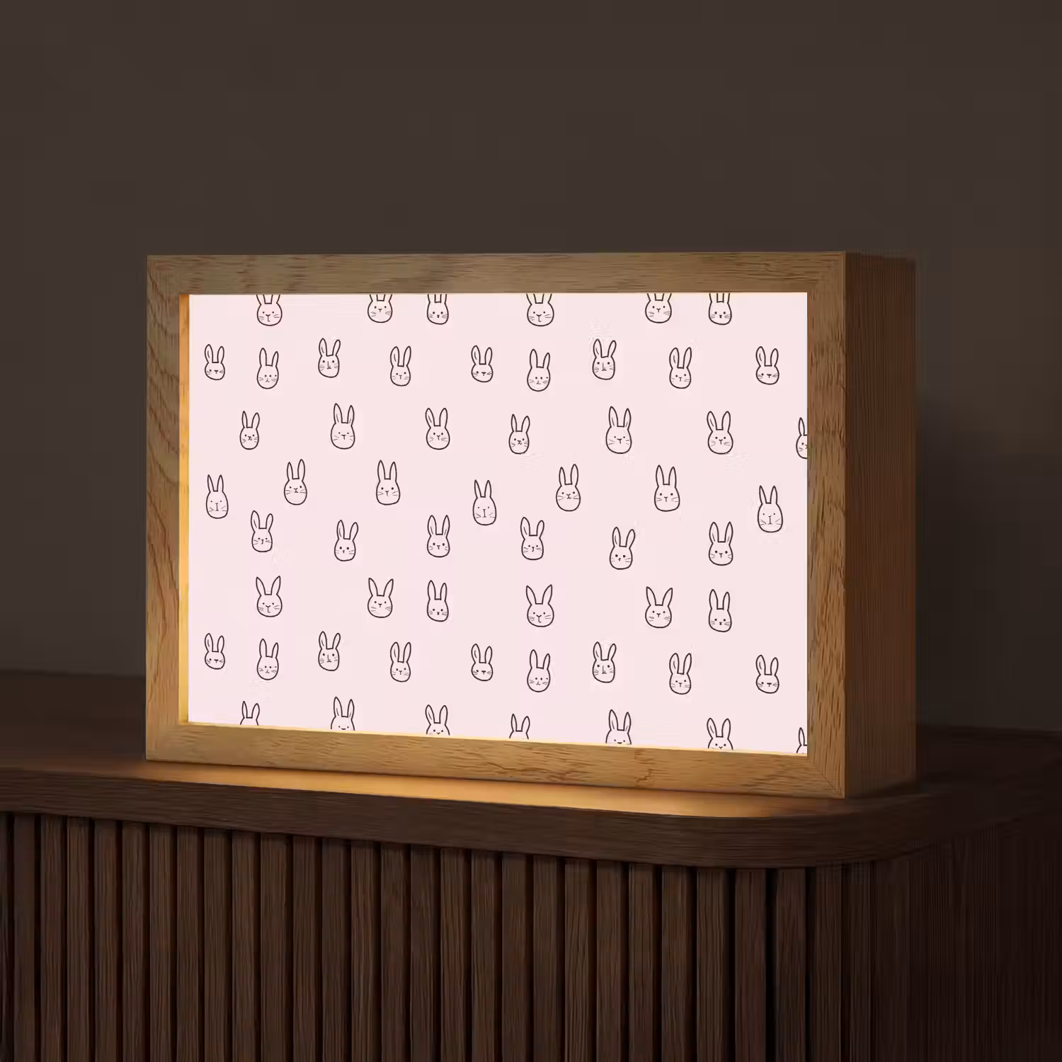 Konijnen - Minimalistisch - Roze Light Box met kabel (Tafellamp) klein 924 -z3d_website