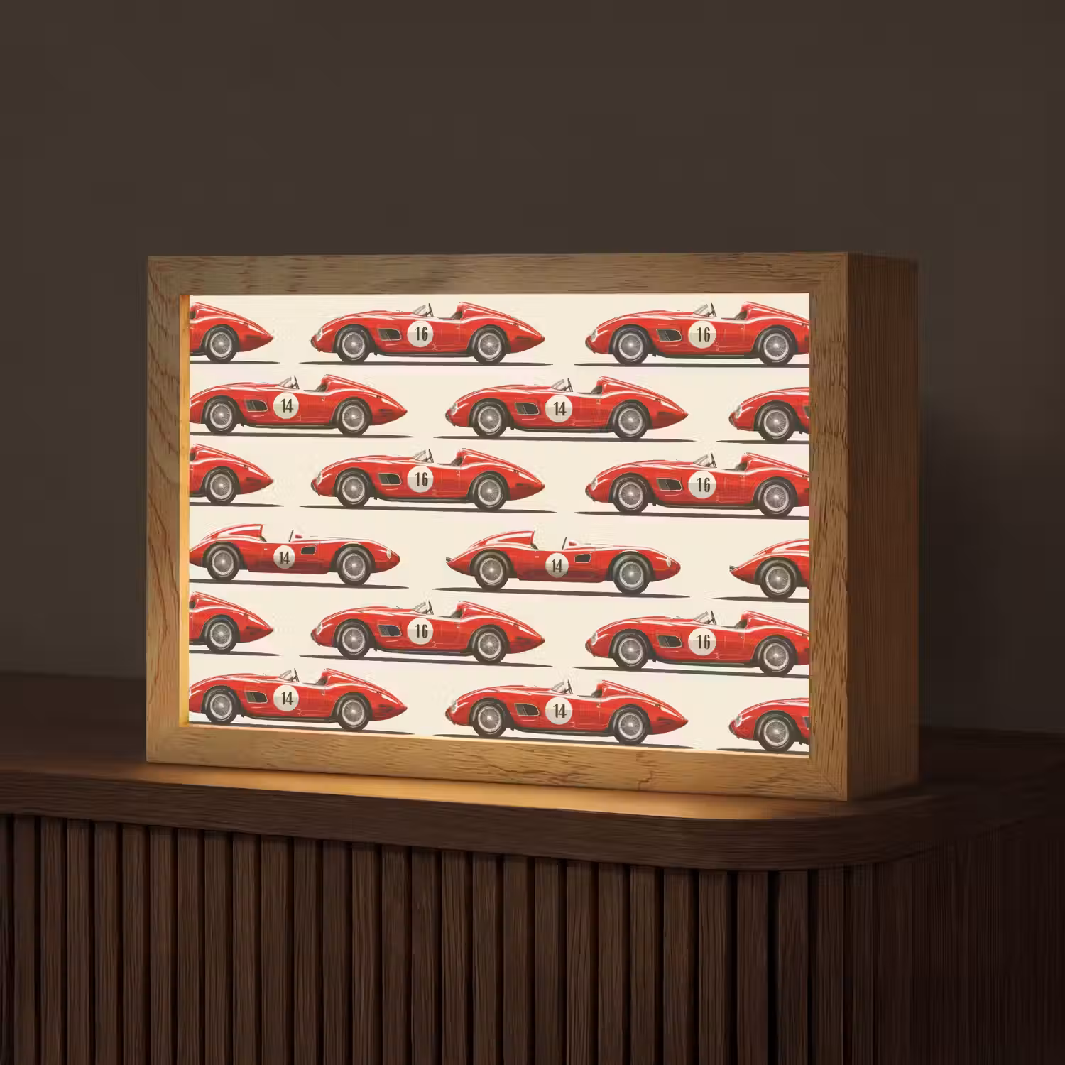 Raceauto - Retro - Rood Light Box met kabel (Tafellamp) klein 924 -z3d_website