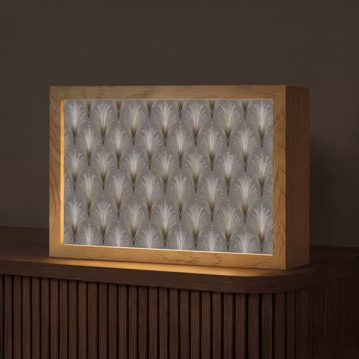 Waaierstralen - Goud - Antraciet Light Box met kabel (Tafellamp) klein 924 -z3d_website